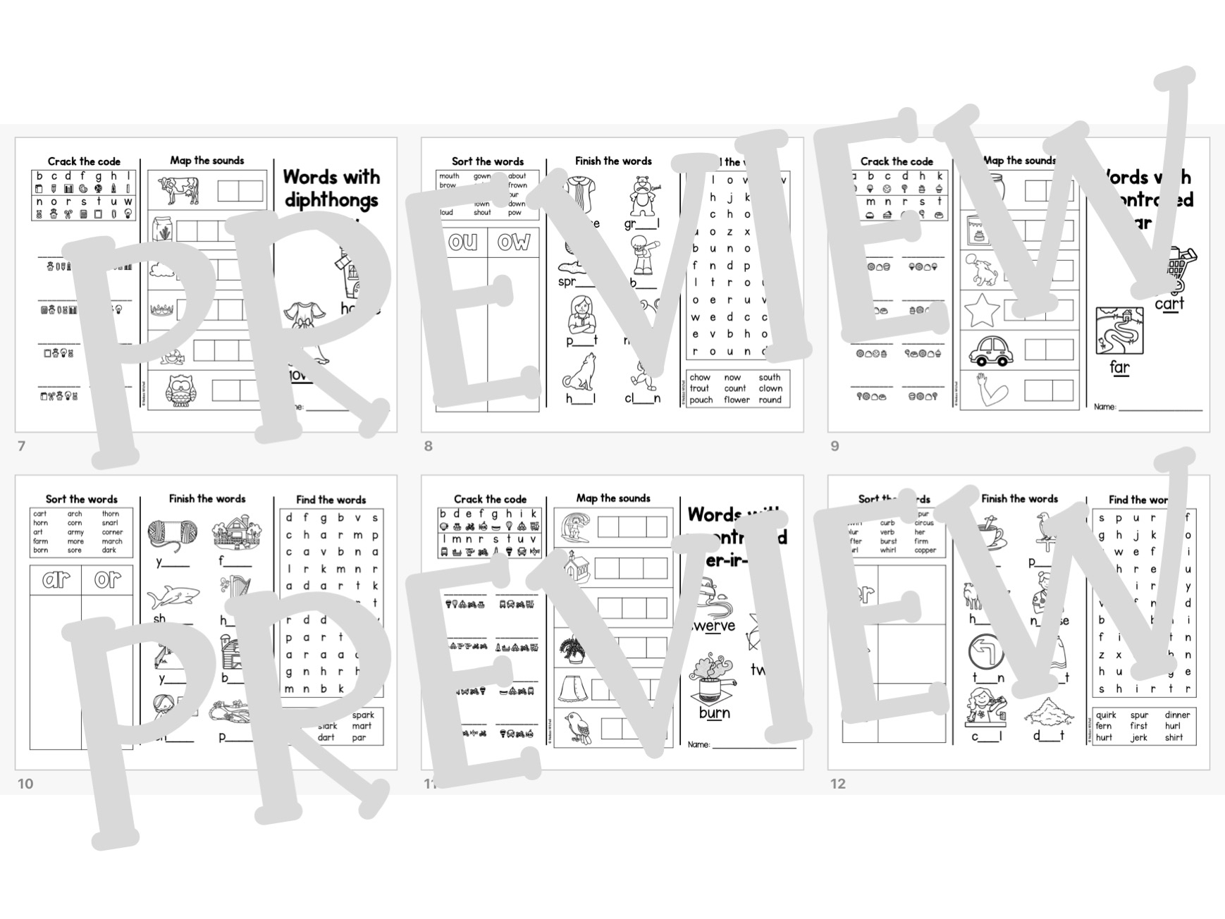 Free Printable Worksheets Vowel Diphthongs