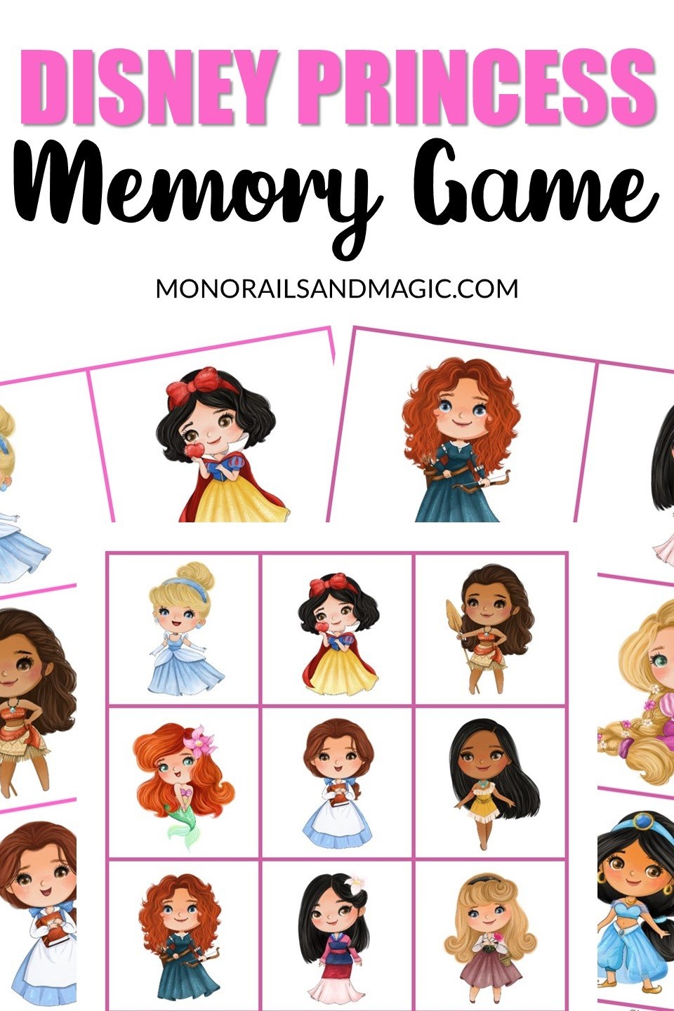 Disney Princess Memory Game Free Printable Monorails And Magic