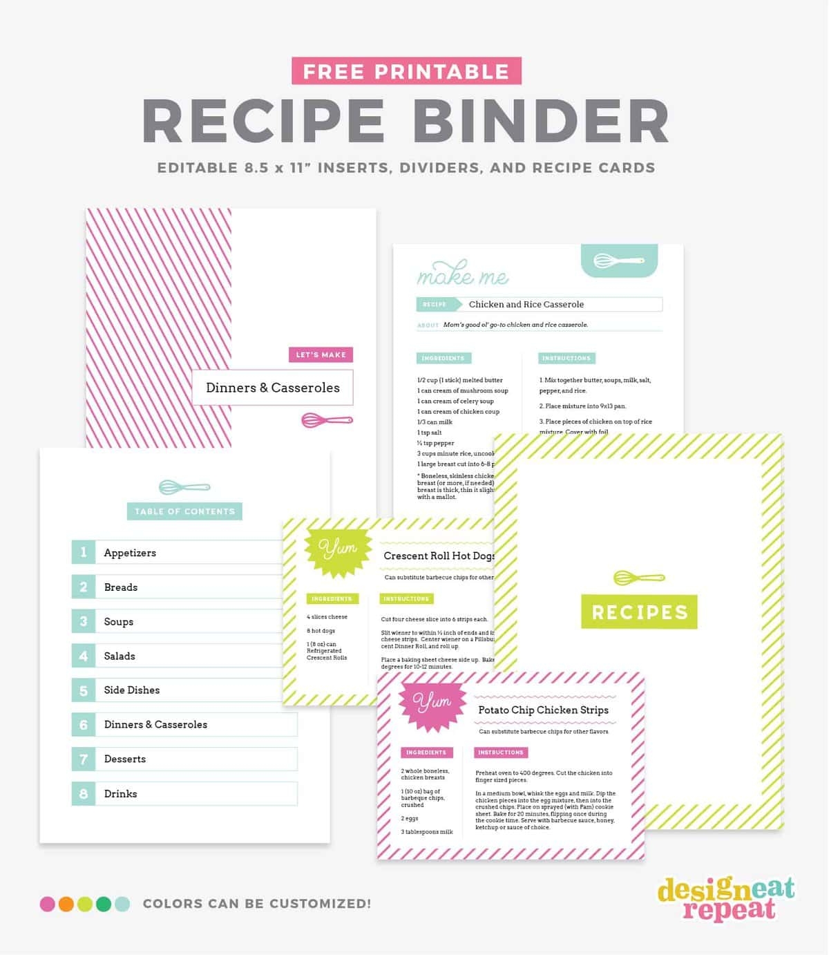 Free Printable Recipe Book Dividers