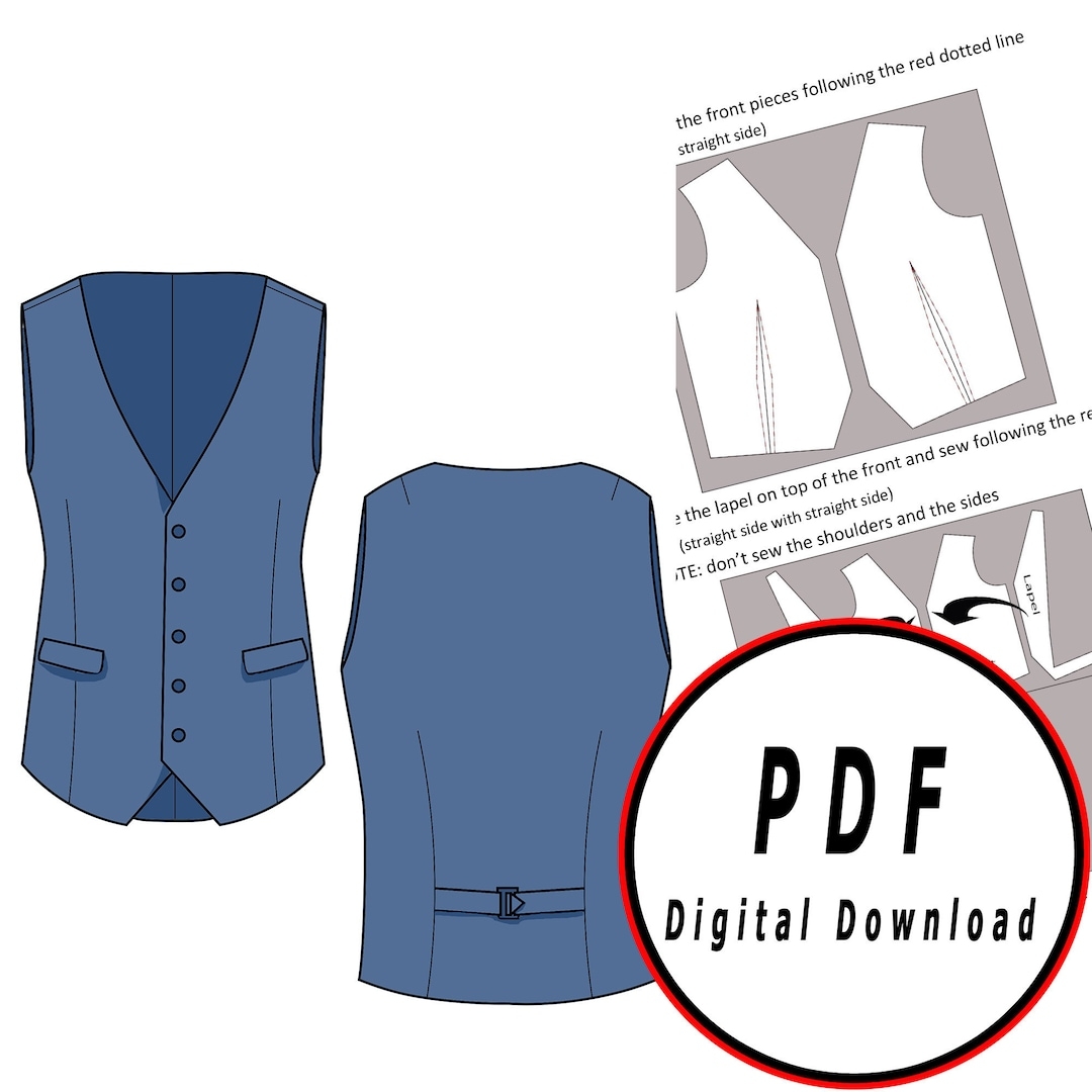 DIY Vest Template Pattern Blueprint Pdf Vector Printable Digital Download Cosplay Costume Larp Pdf Etsy