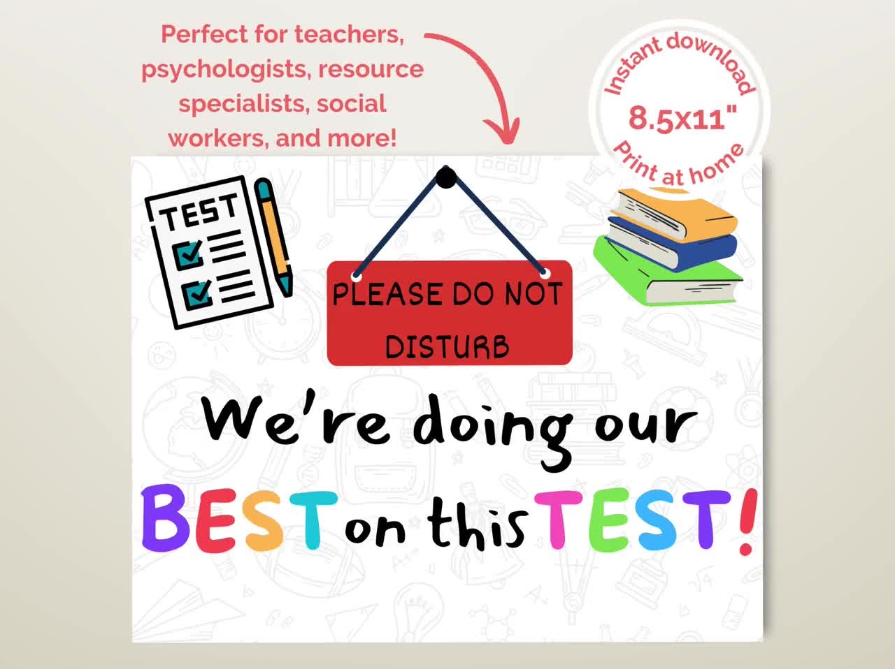 Do Not Disturb Testing Sign Testing Do Not Disturb Door Sign Printable Do Not Disturb Sign Testing In Progress Door Sign Etsy