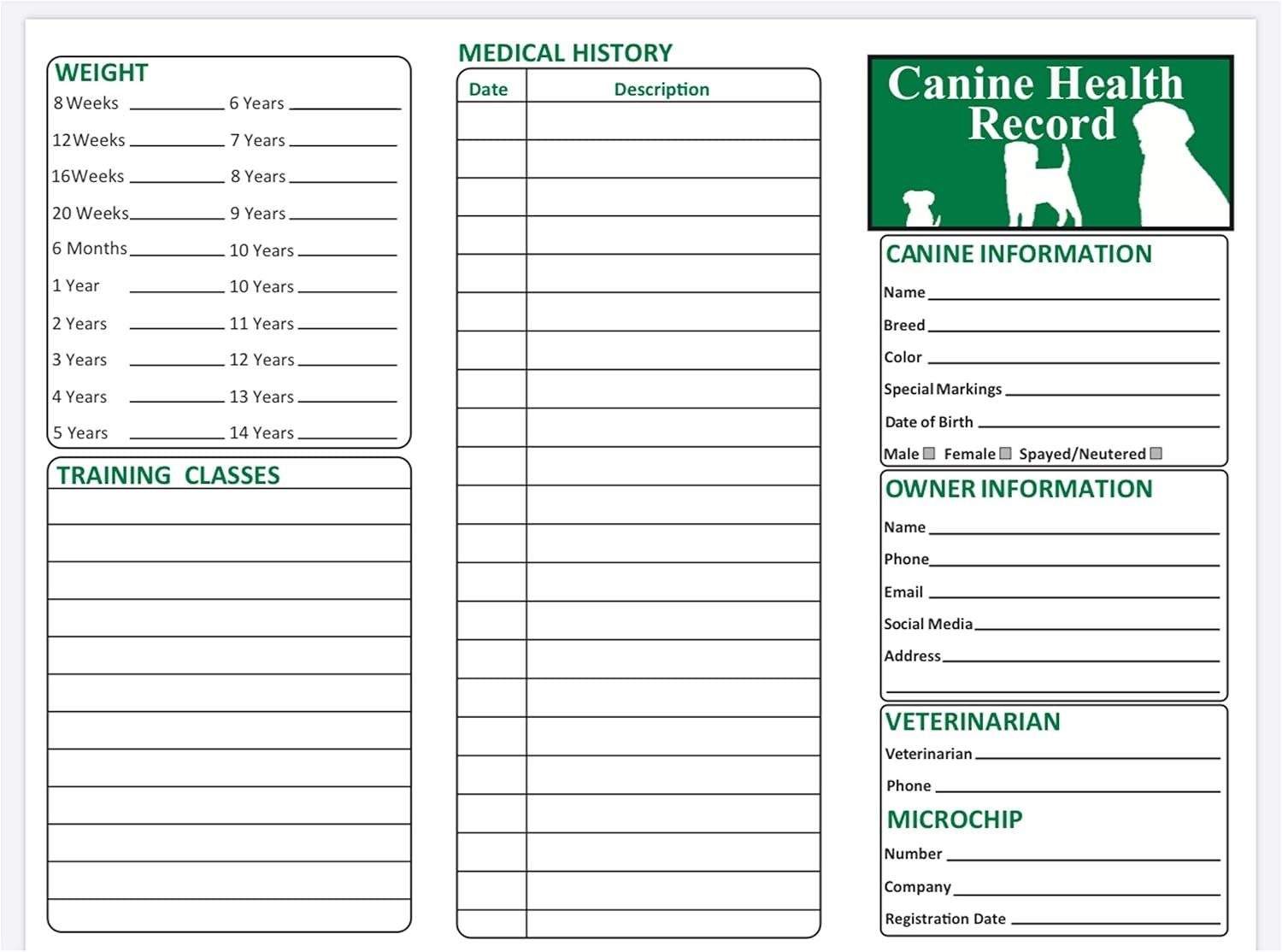 Dog Vaccine Record Cards 25 Pack Large Size 8 5 Macao Ubuy