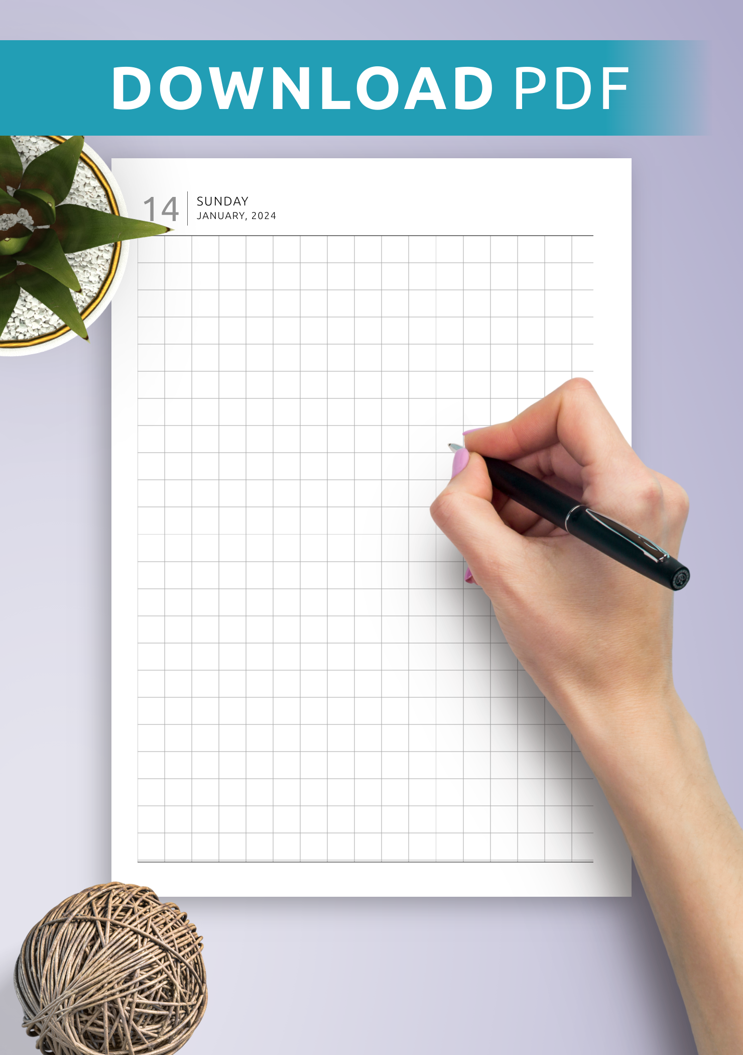 Download Daily Square Template Printable PDF Or Digital For ReMarkable Kindle Supernote
