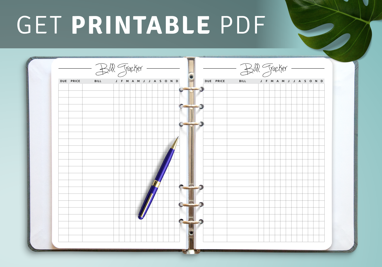 Download Printable Square Grid Monthly Bill Tracker PDF