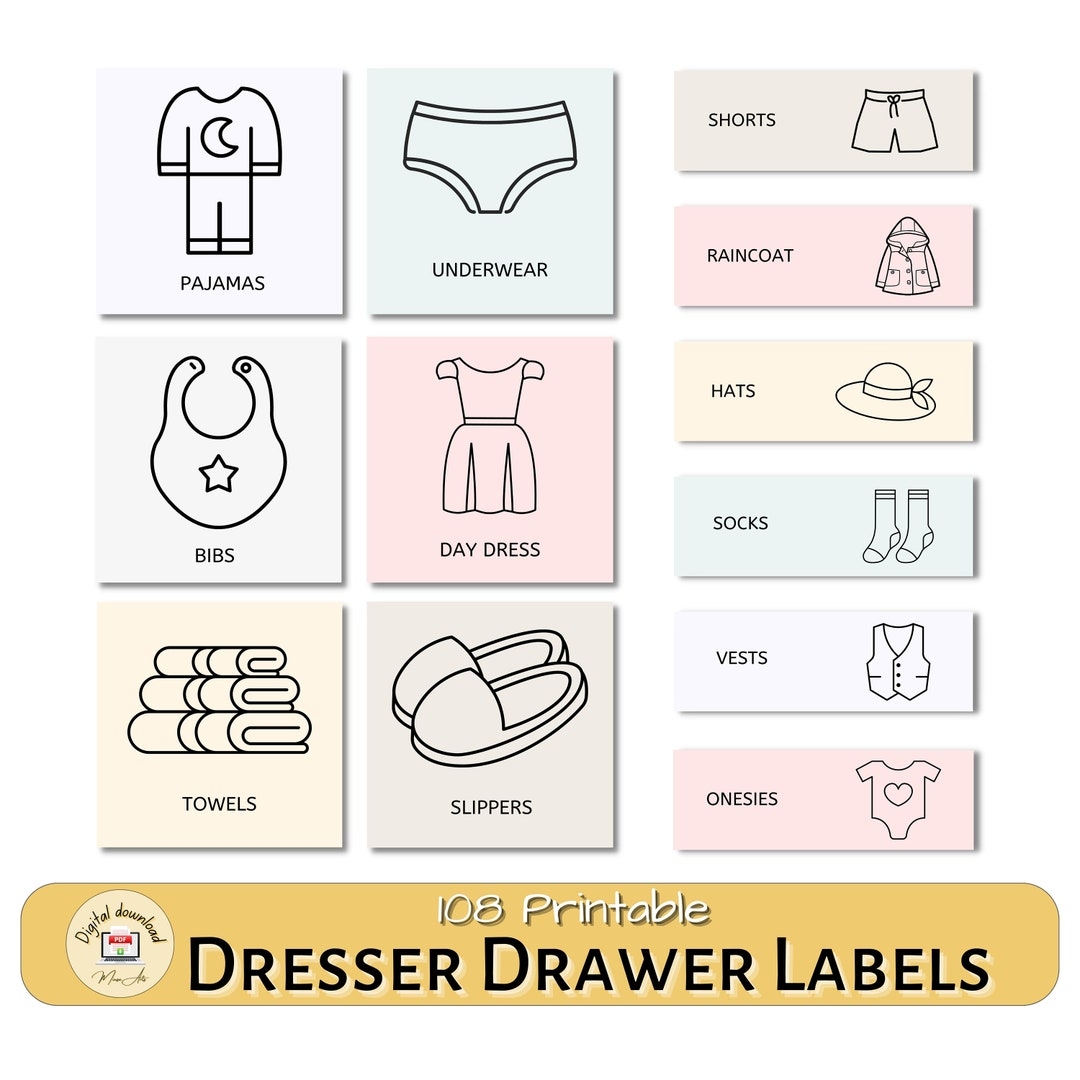 Dresser Drawer Label Printable Kids Clothing Trofast Label Closet Organization Etsy