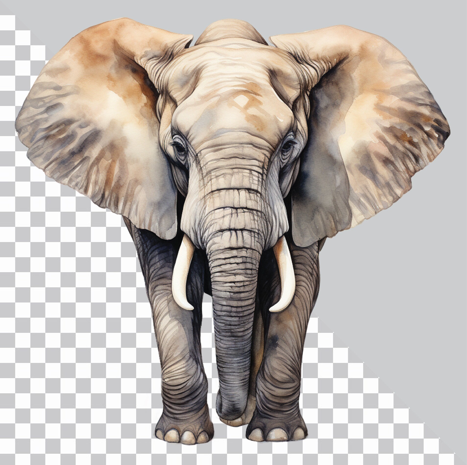 Elephant Clipart African Elephant PNG Safari Savanna Animal Junk Journal Scrapbooking Sublimation Graphics Transparent Png Art Prints Etsy
