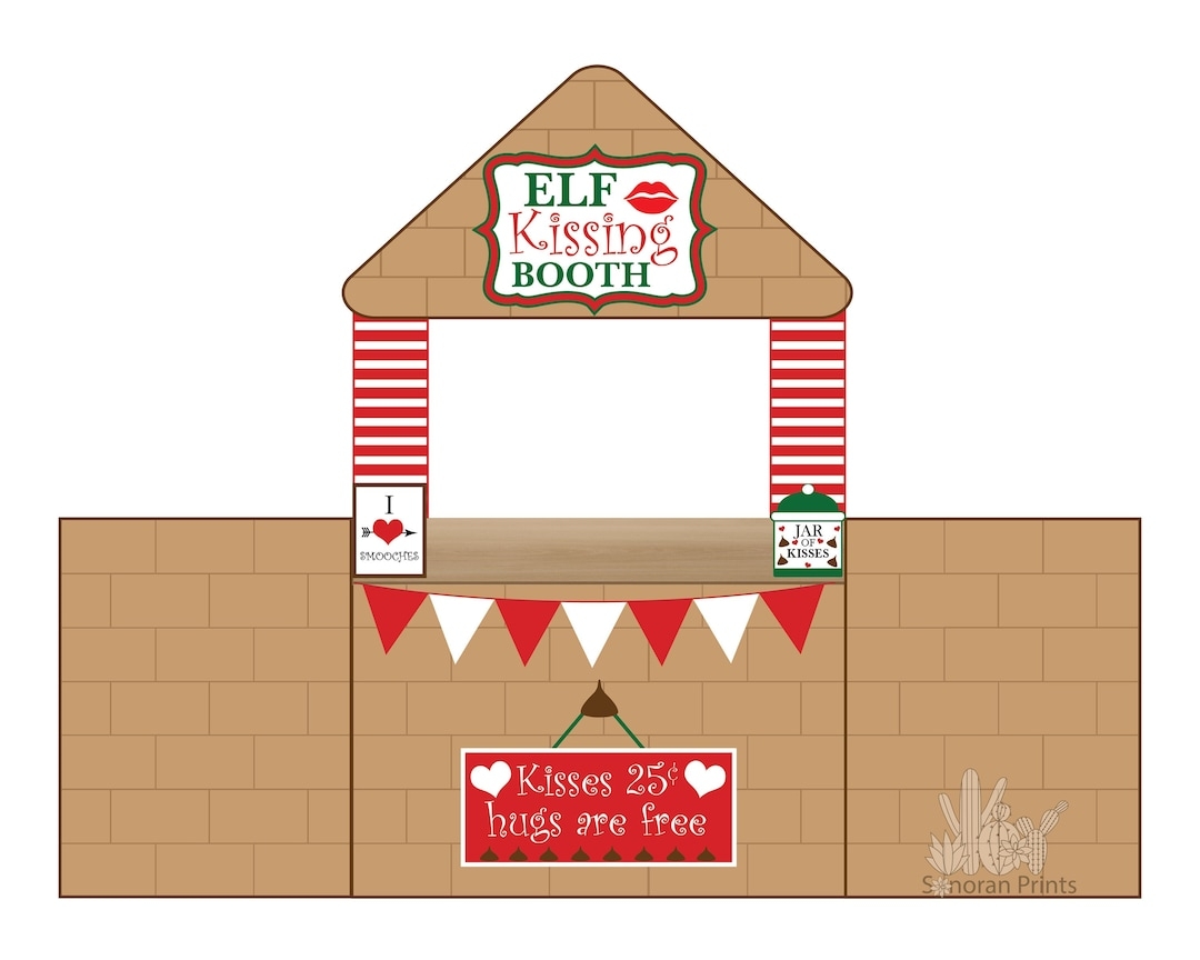 Elf Kissing Booth Printable Elf Christmas Props Creative Elf Ideas Christmas Elf Kit Elf Accessories Etsy