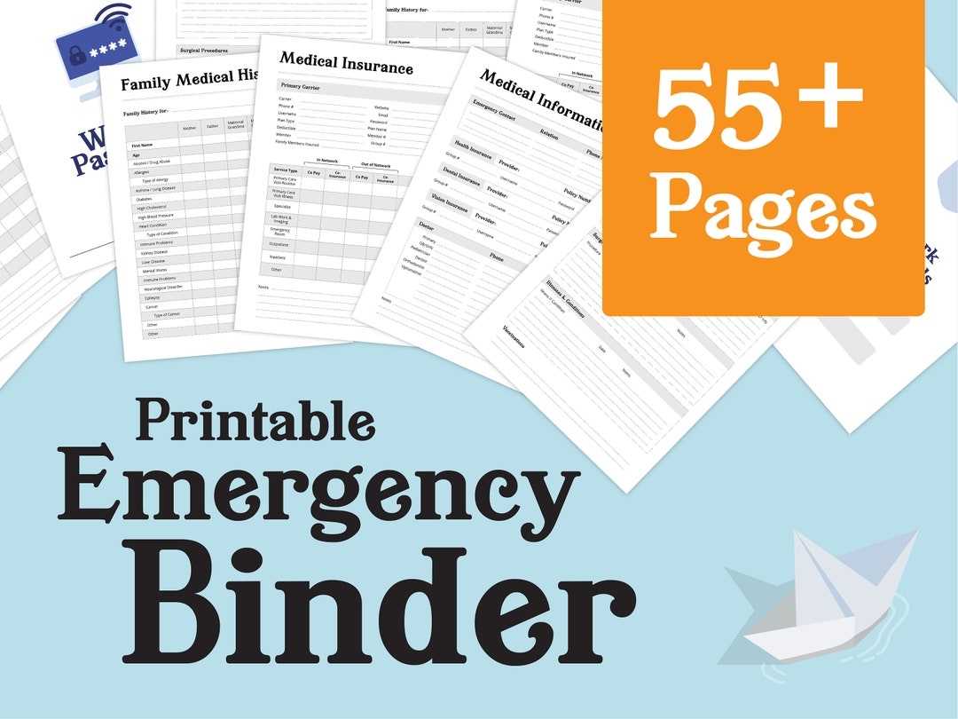 Emergency Binder Printable In Case Of Emergency Printable Medical Binder Emergency Planner Family Printable Emergency Organizer Etsy