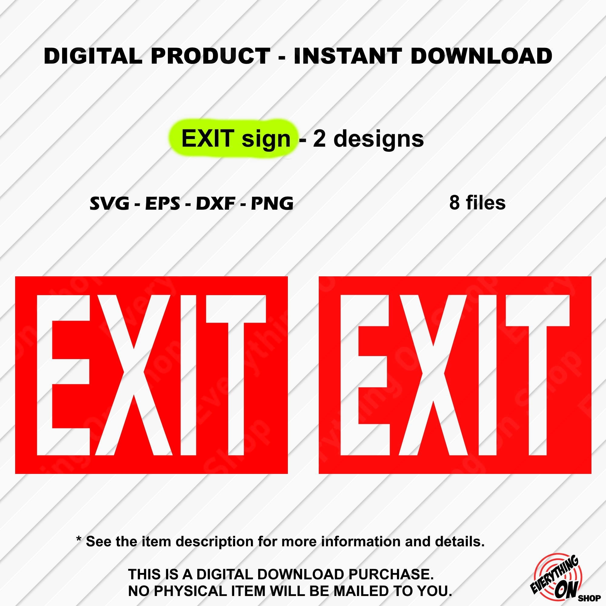 Exit Exit Sign Svg Eps Dxf Png Files Red Color Instant Digital Download COMMERCIAL USE Etsy