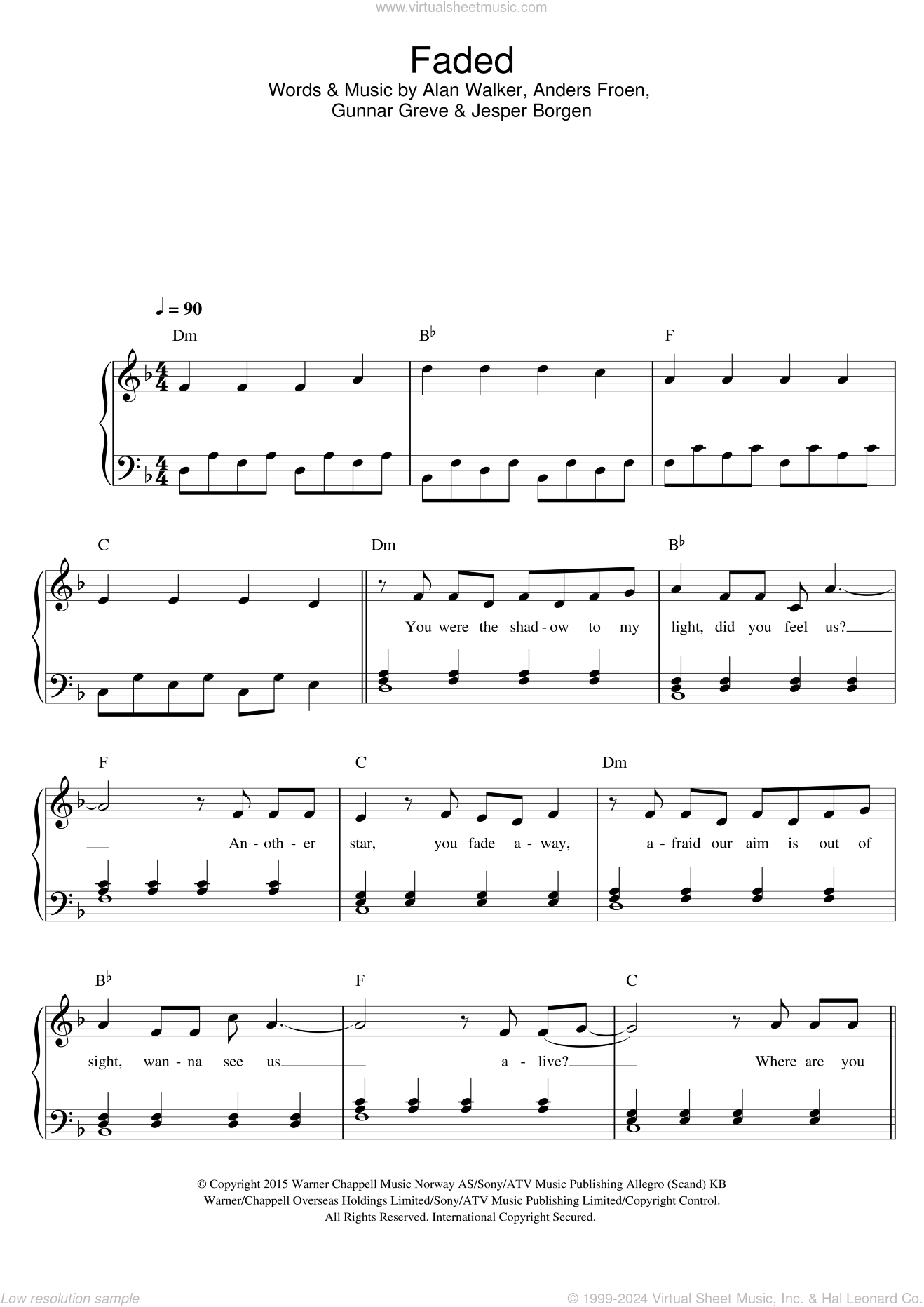 Faded Sheet Music For Piano Solo PDF interactive 