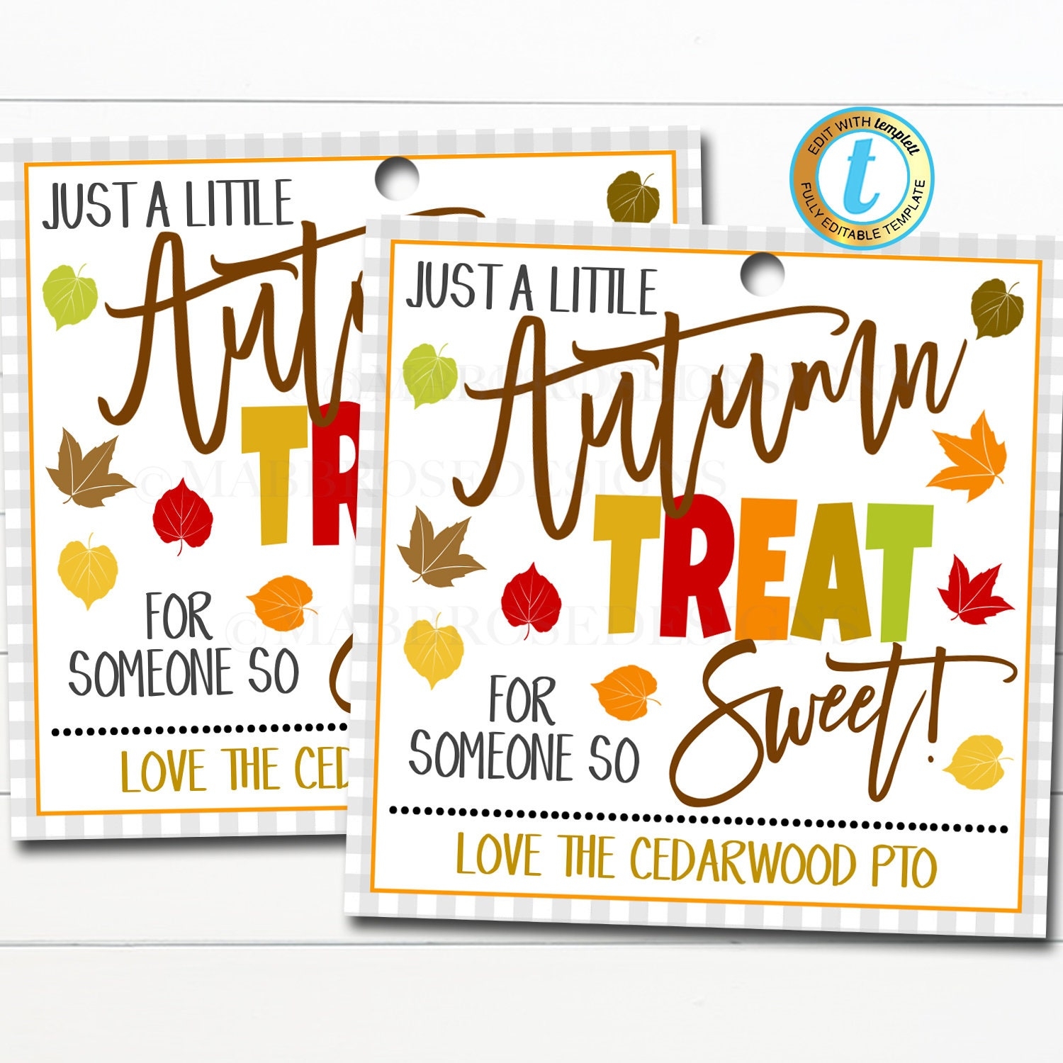 Fall Gift Tags An Autumn Treat For Someone So Sweet Teacher Staff Nurse Appreciation School Pto Pta Thank You Label DIY Editable Template Etsy
