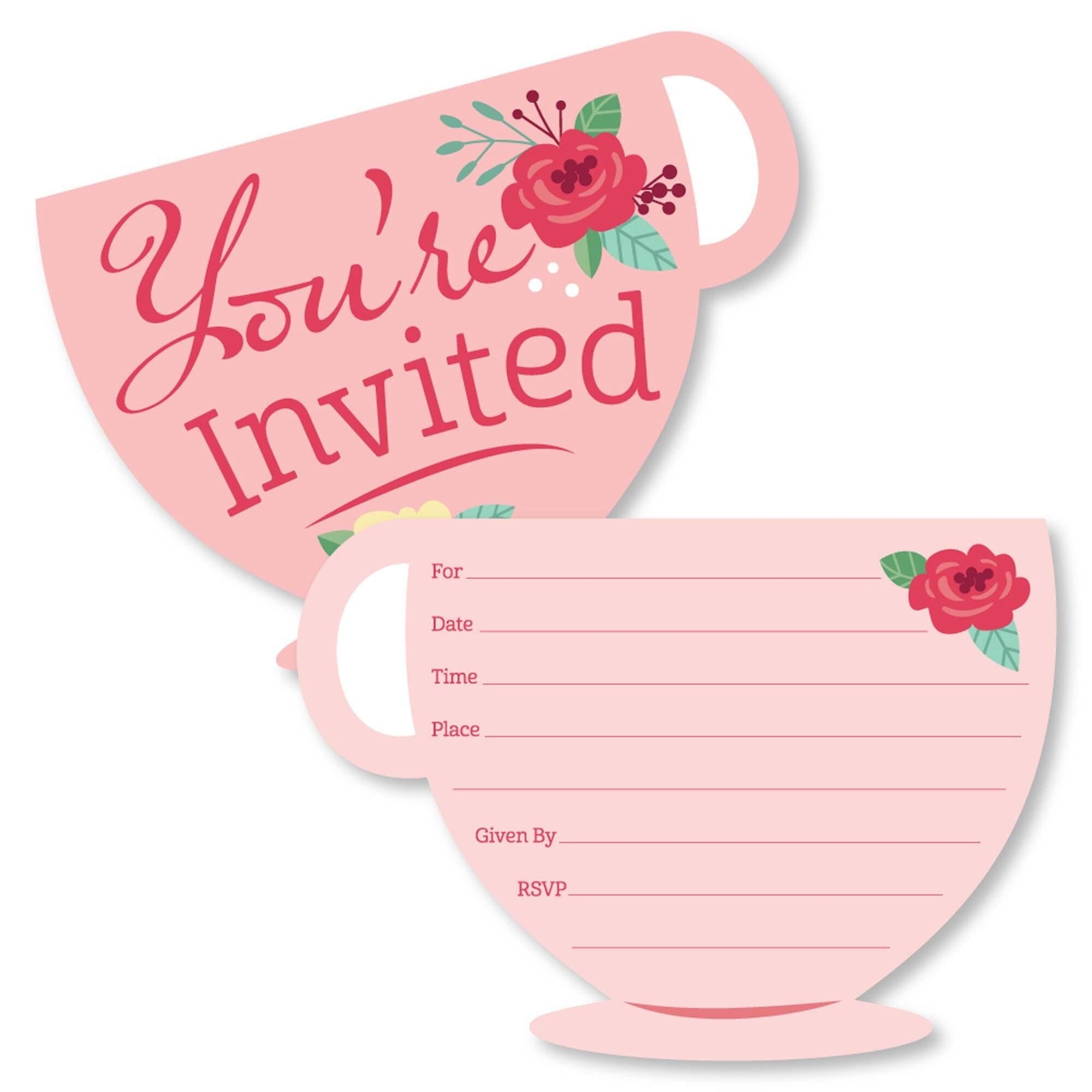 Floral Let s Par Tea Big Dot Of Happiness Set Of 12 Garden Tea Party Invites Walmart