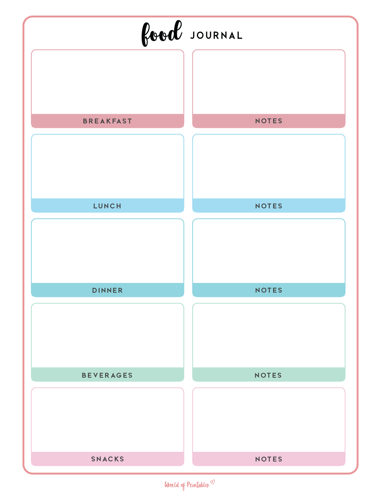 Free Printable Weekly Food Journal