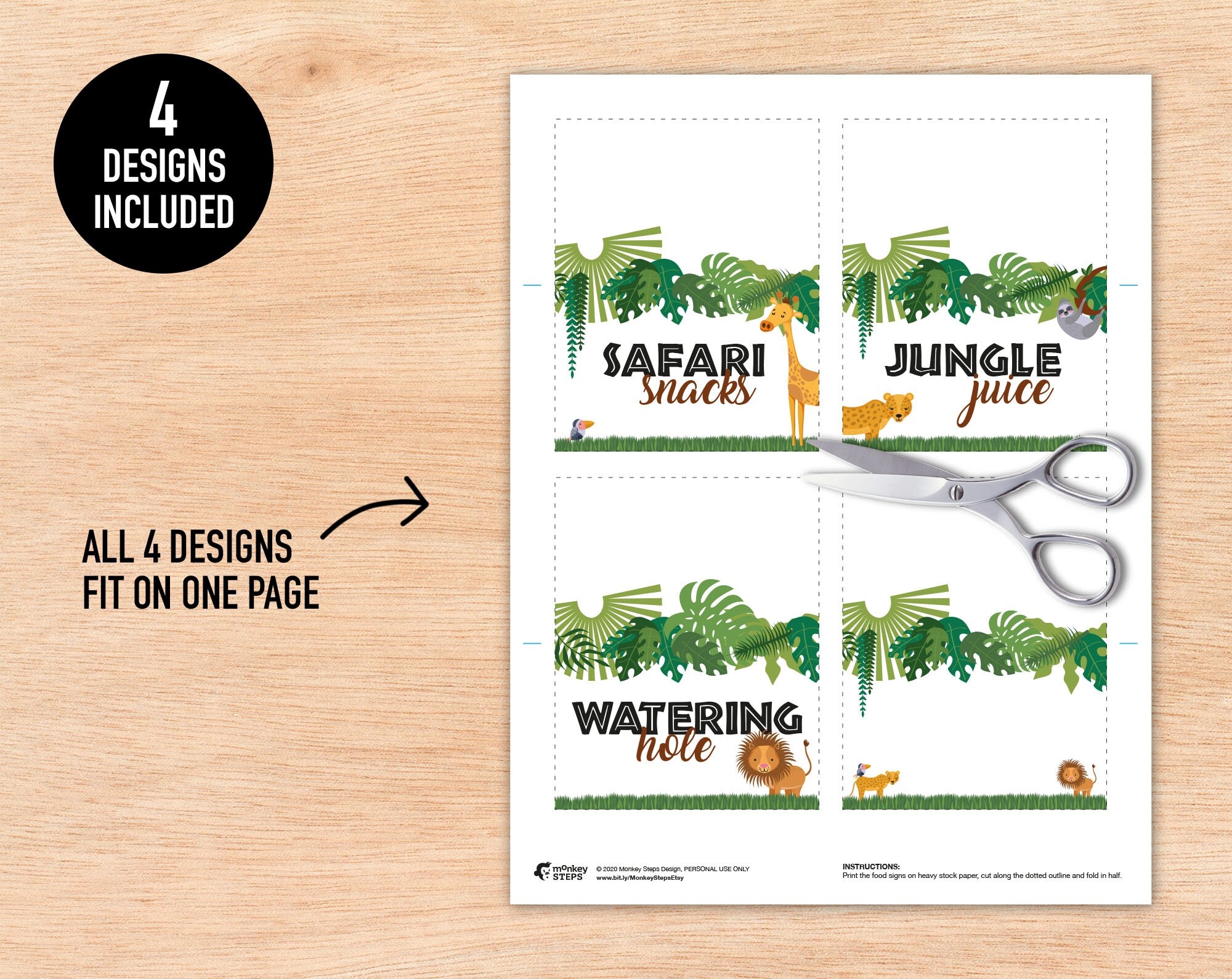 Safari Snacks Free Printable