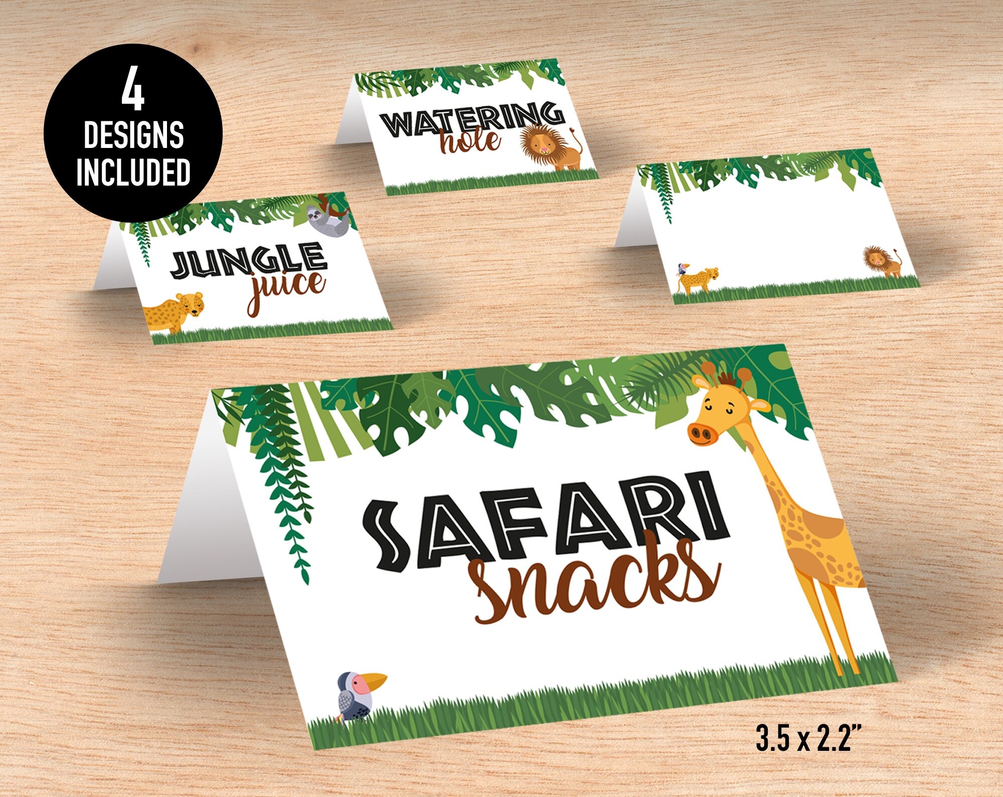 Food Signs For Safari Party Last Minute Printable Decorations Make Your Own Wild One Birthday Party 4 Folded Tent Signs INSTANT DOWNLOAD Etsy