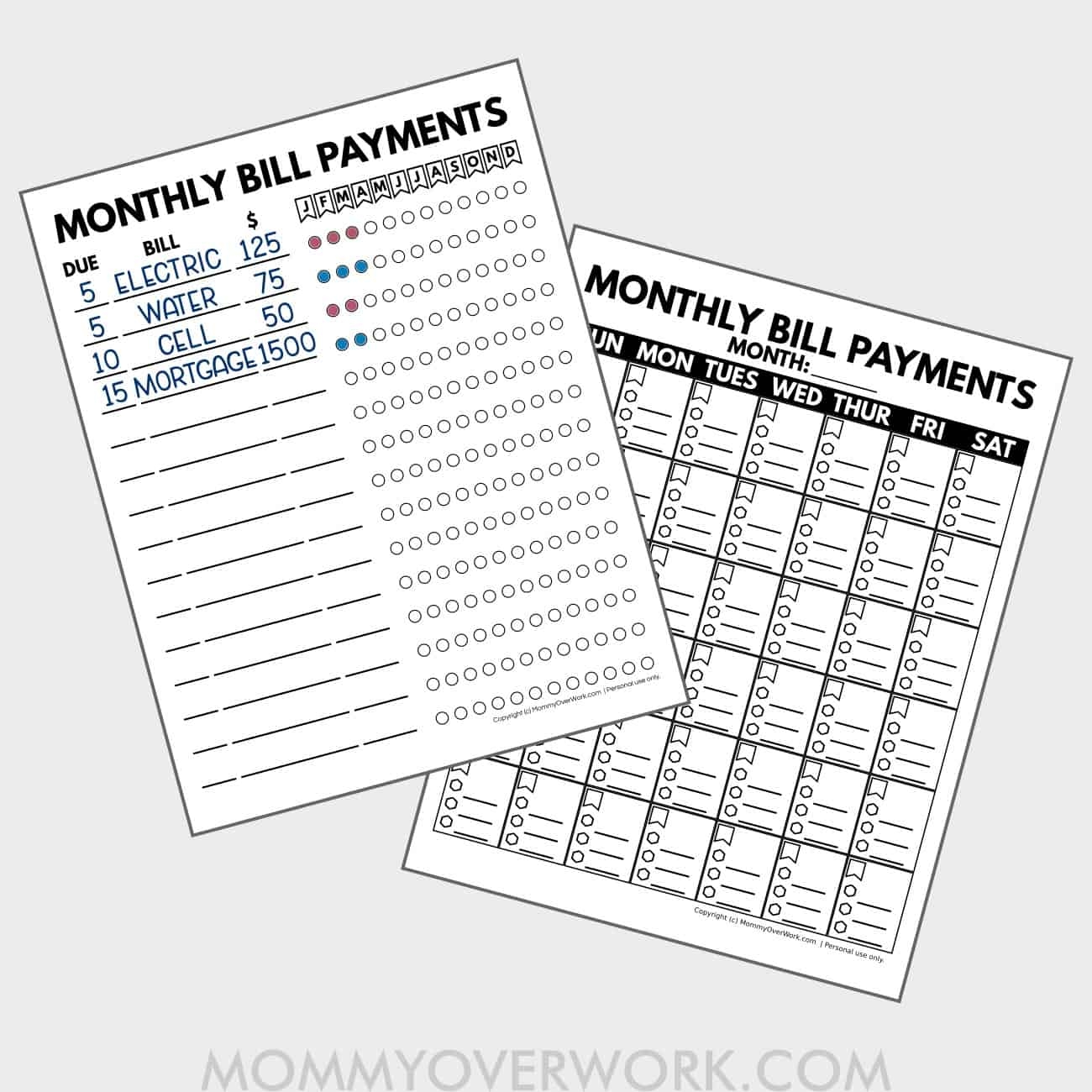 Free Bill Payment Trackers Printable PDF 