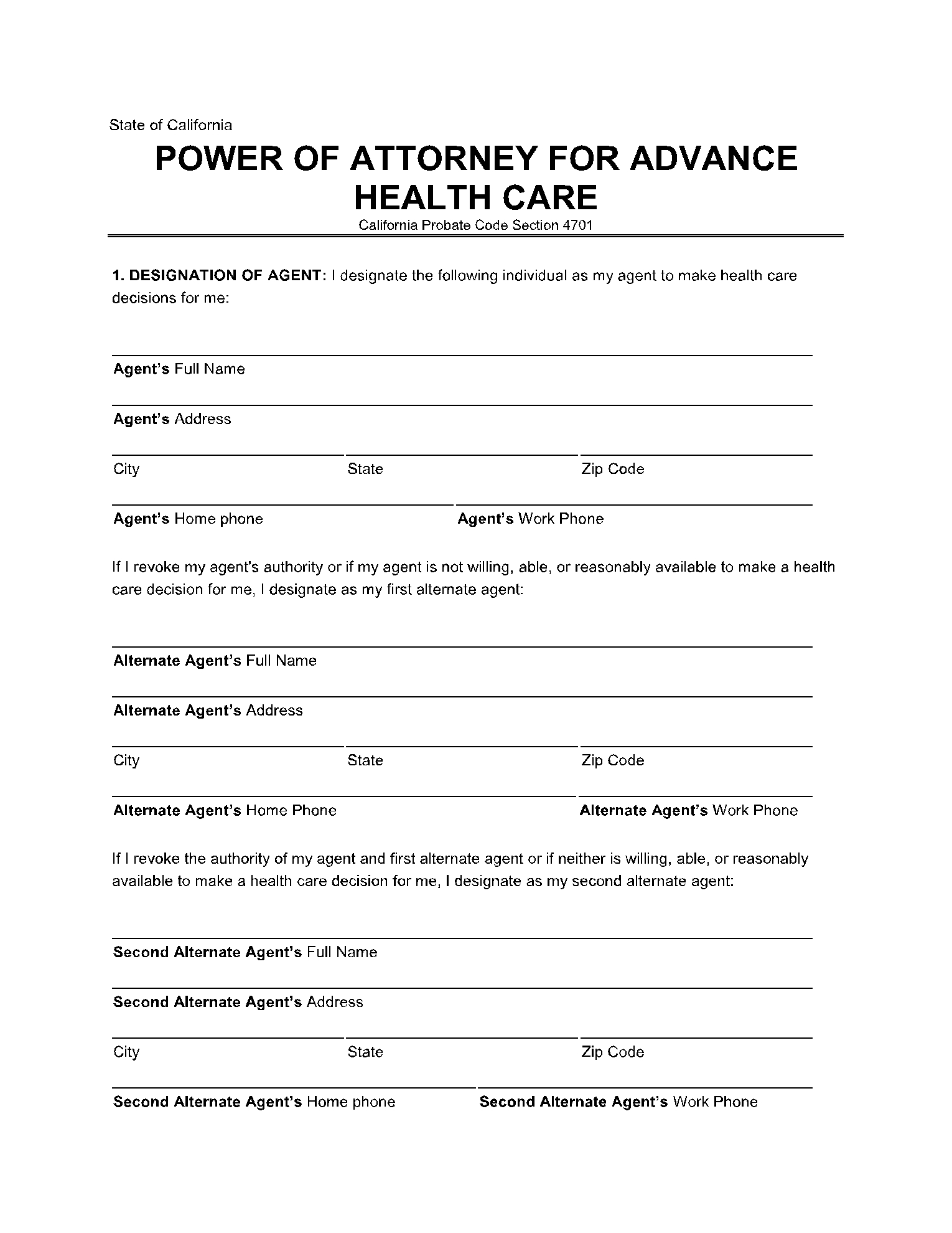 Free California Advance Health Care Directive Form CocoSign