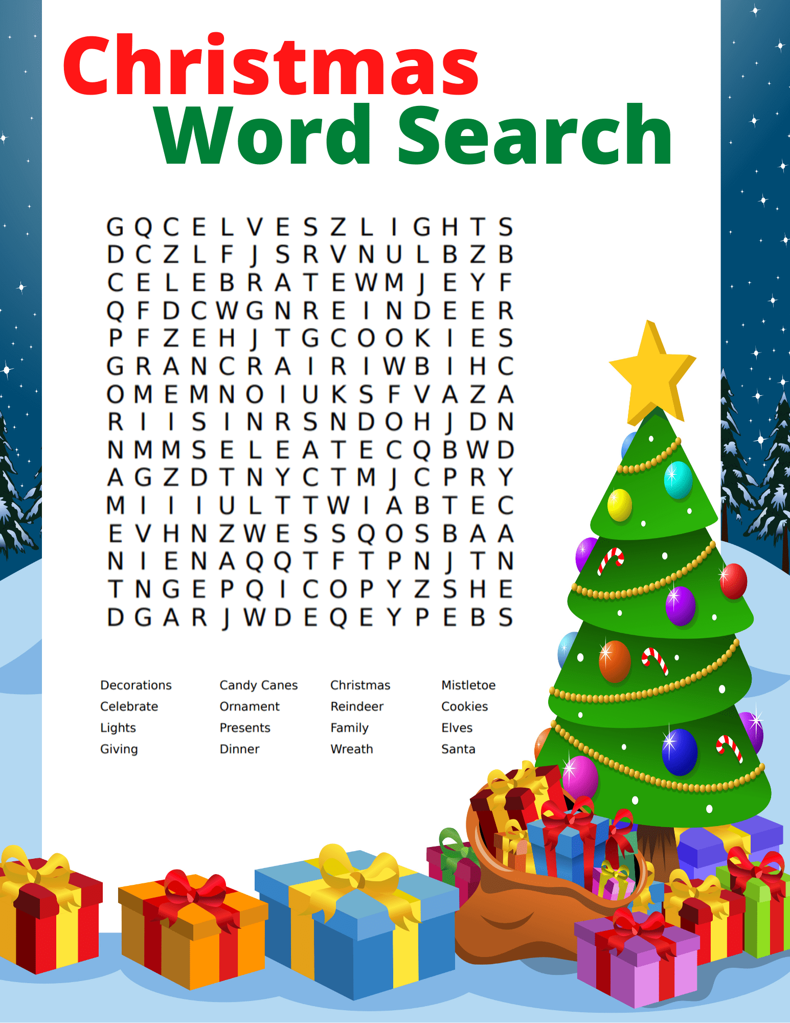 Holiday Word Search Printable Free