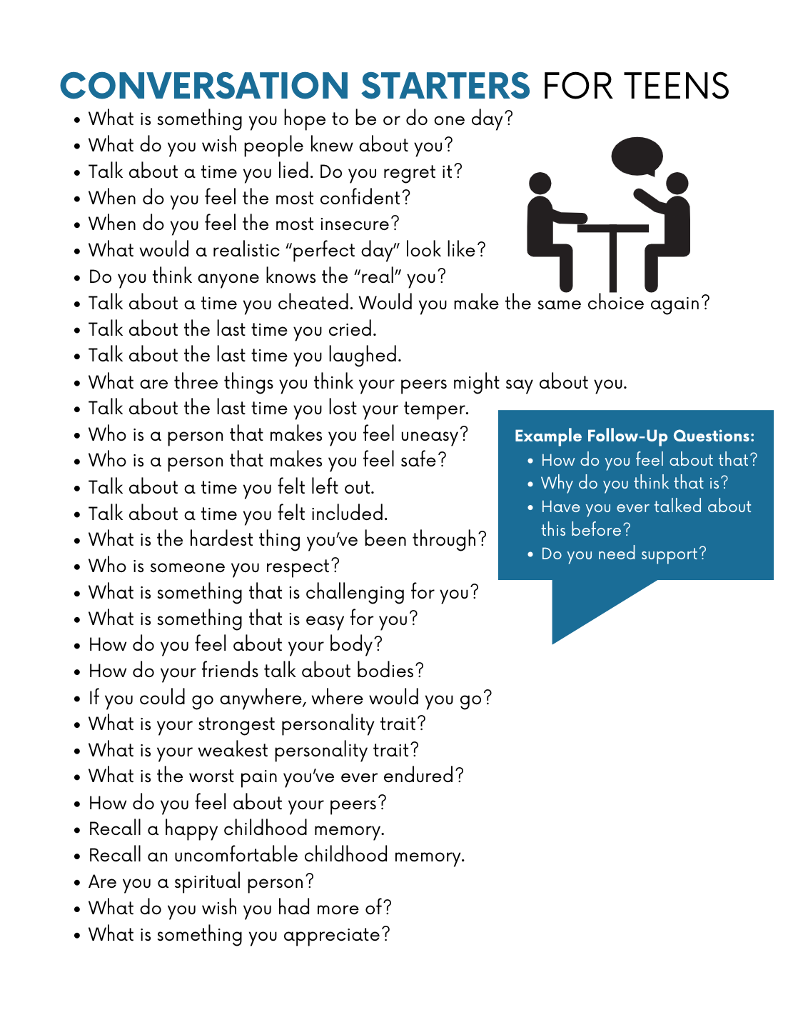 Free Printable Table Topic Questions