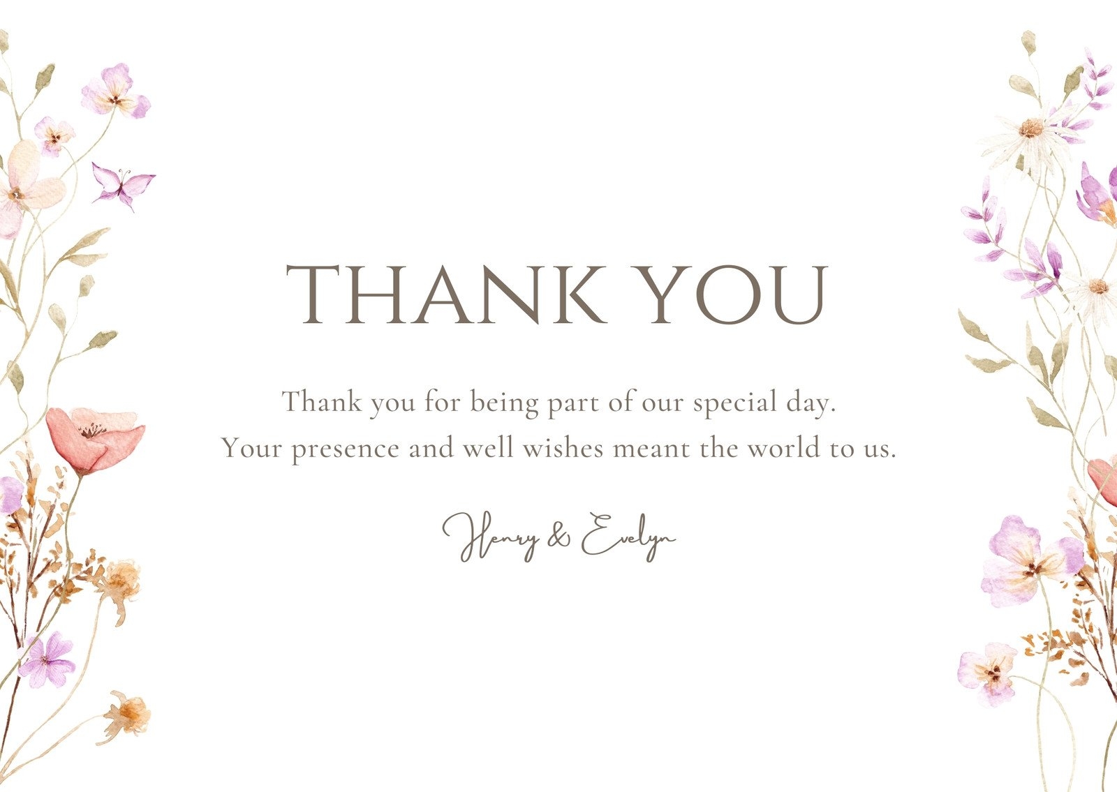 Free Custom Printable Wedding Thank You Card Templates Canva