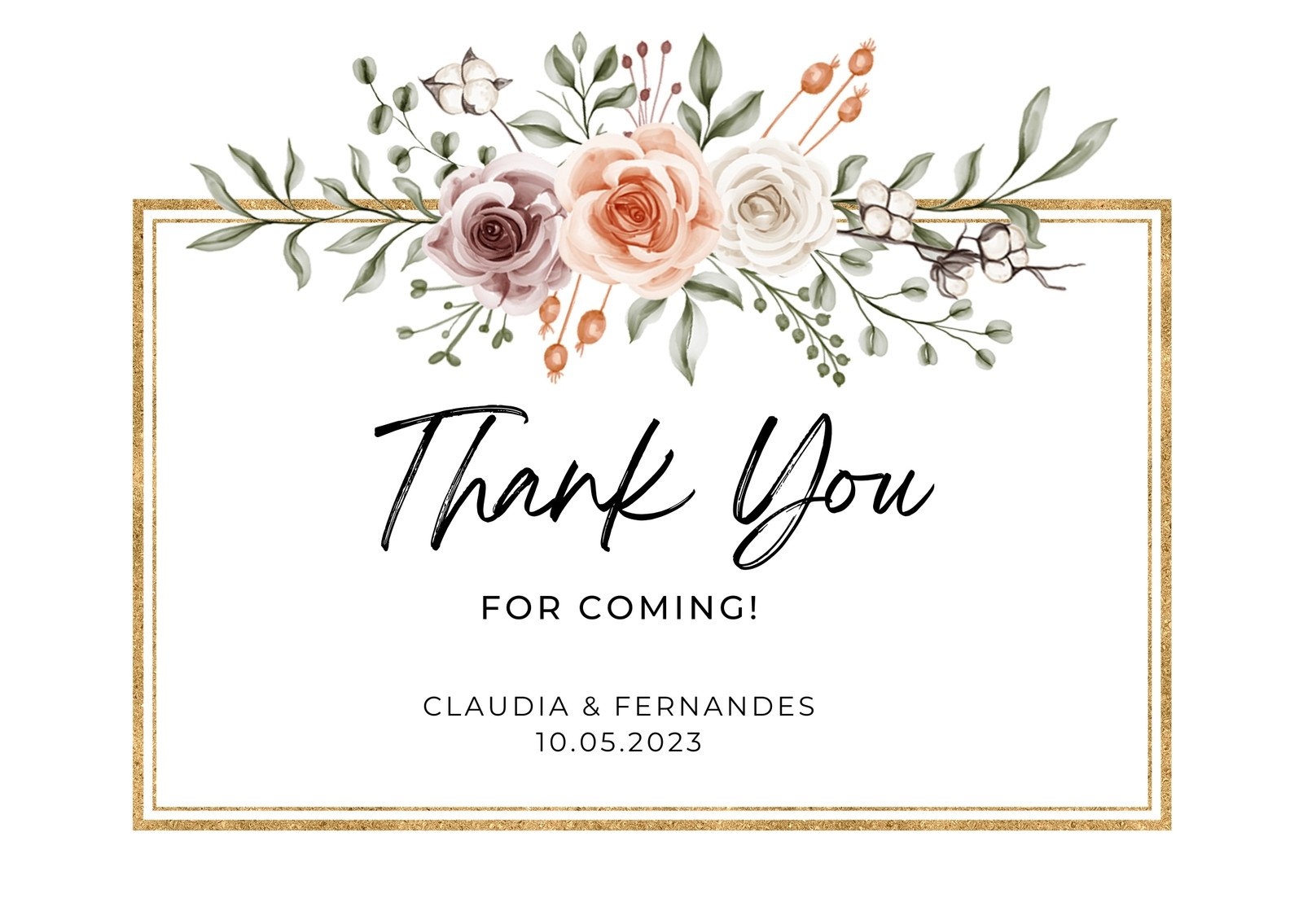 Free Custom Printable Wedding Thank You Card Templates Canva