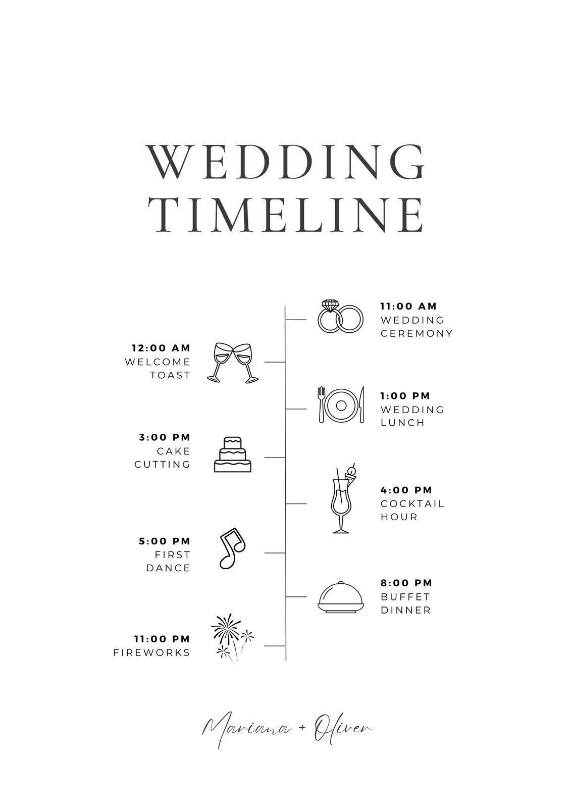 Free Custom Printable Wedding Timeline Planner Templates Canva