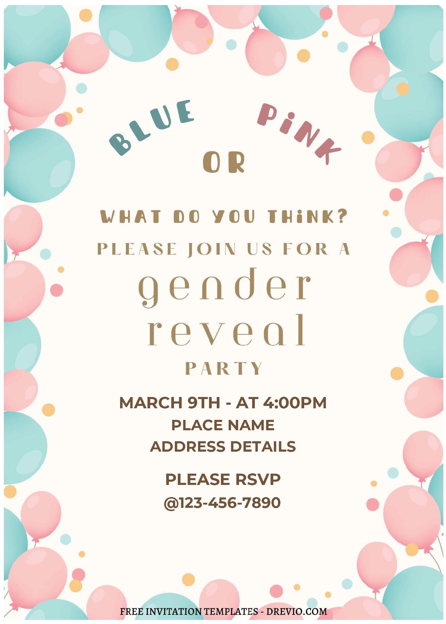 Free Editable PDF Adorable Gender Reveal Invitation Templates