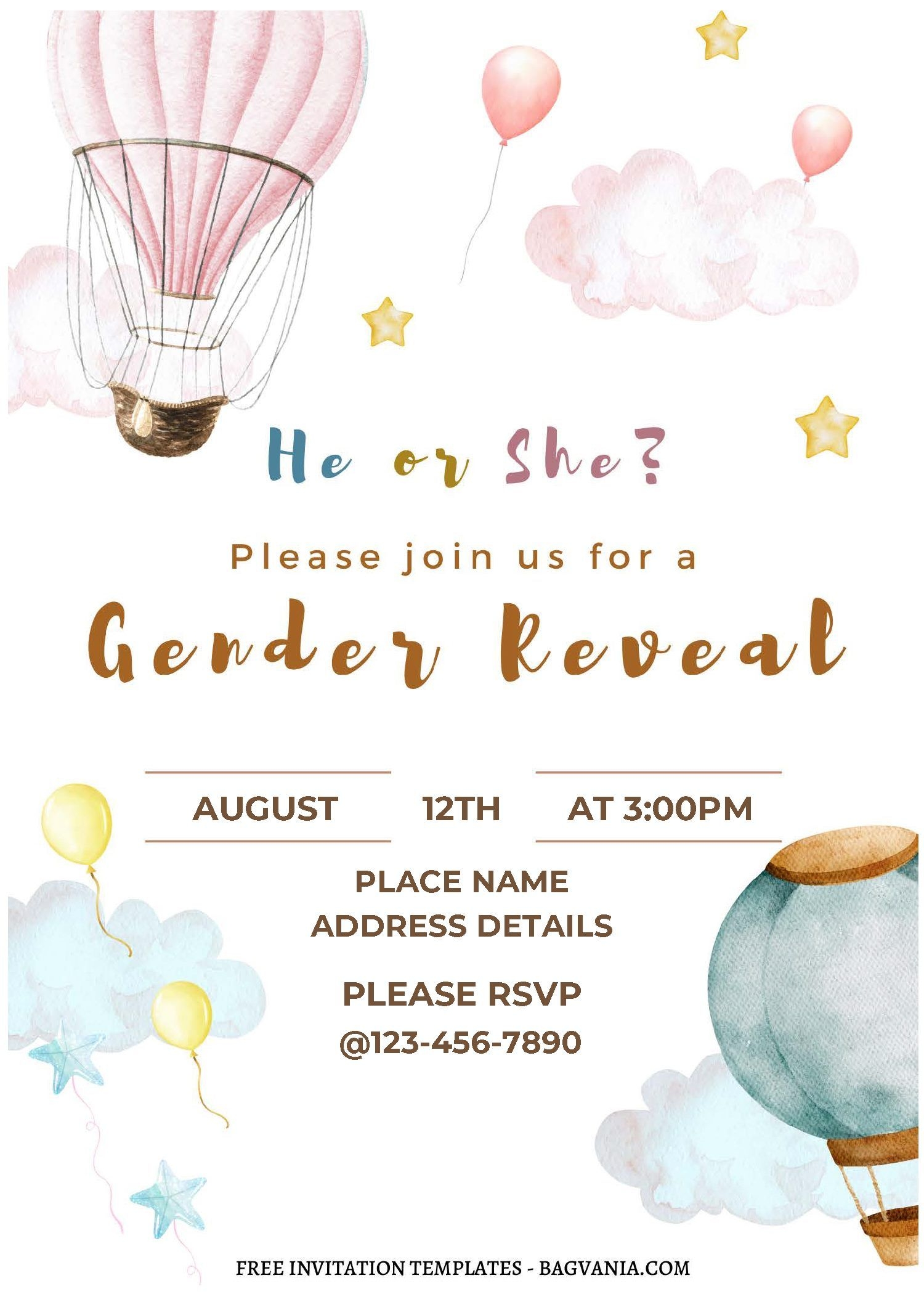 Free Editable PDF Cutesy Gender Reveal Invitation Templates