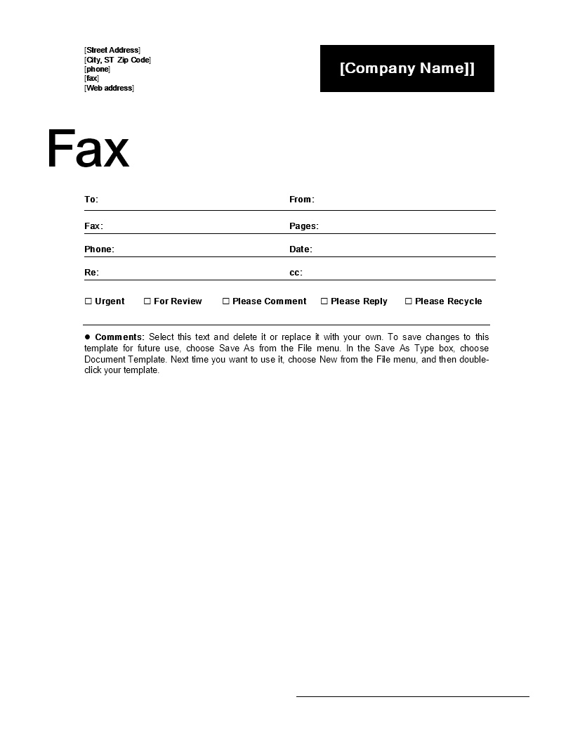 Free Printable Fax Forms