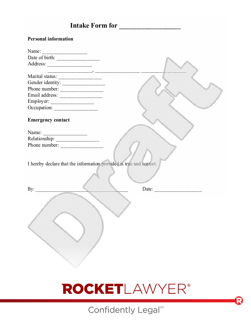 Free Intake Form Free To Print Save Download