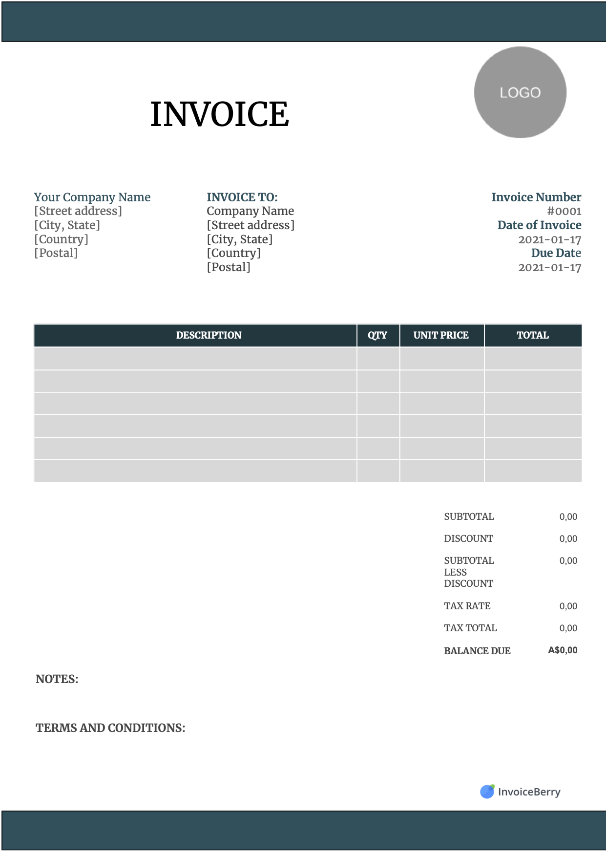 Free Printable Invoice Templates