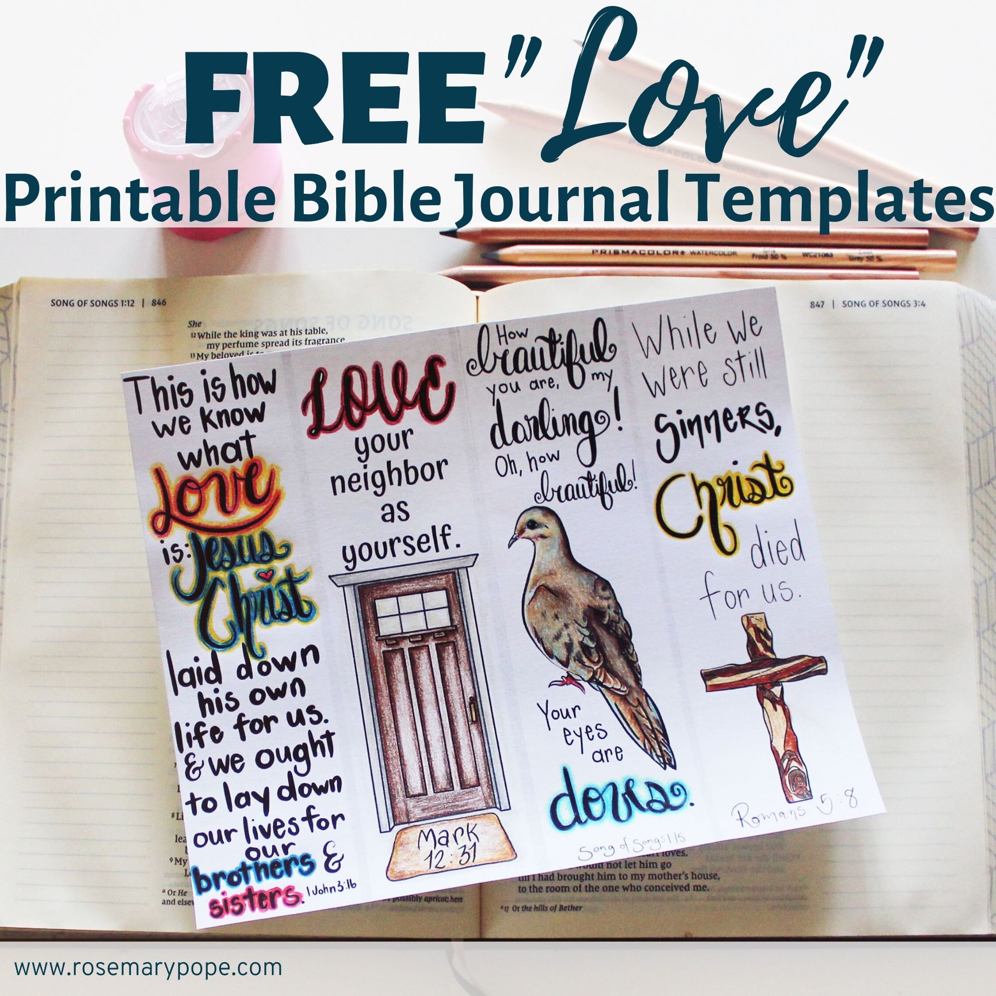 FREE Love Printable Bible Journal Templates Rosemary Pope