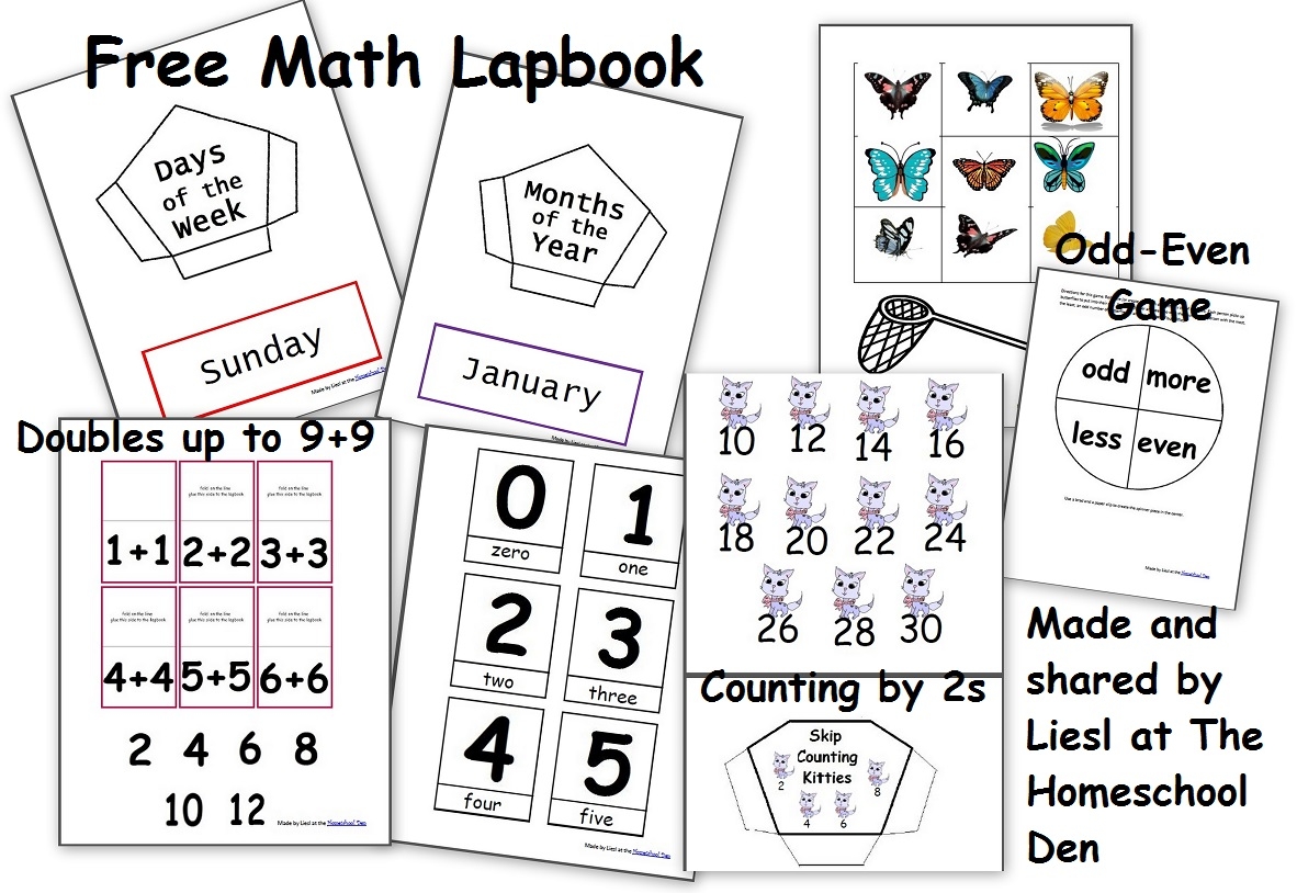 Free Math Lapbook PreK K 1st Grade Homeschool Den