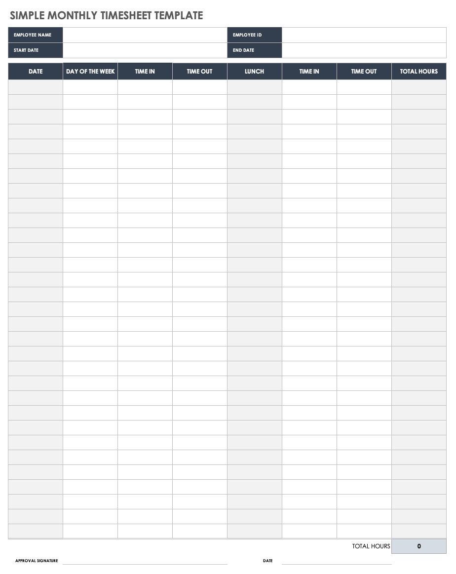 Free Printable Time Sheets Forms