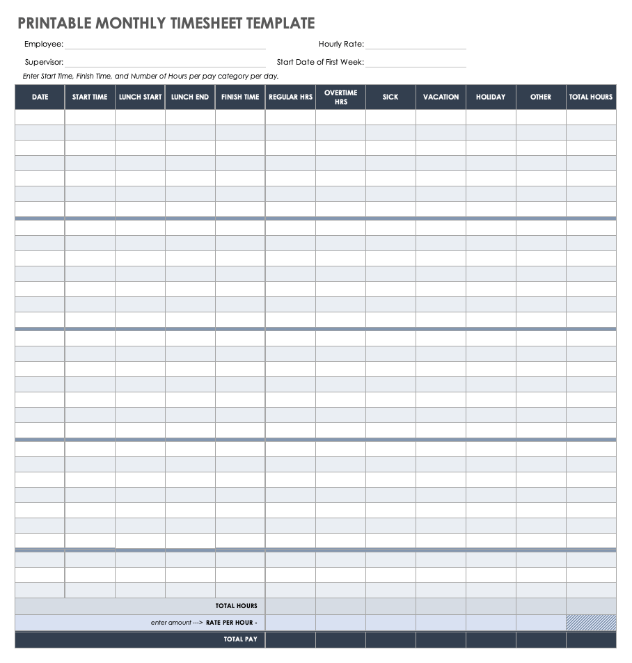 Free Time Sheets Printable