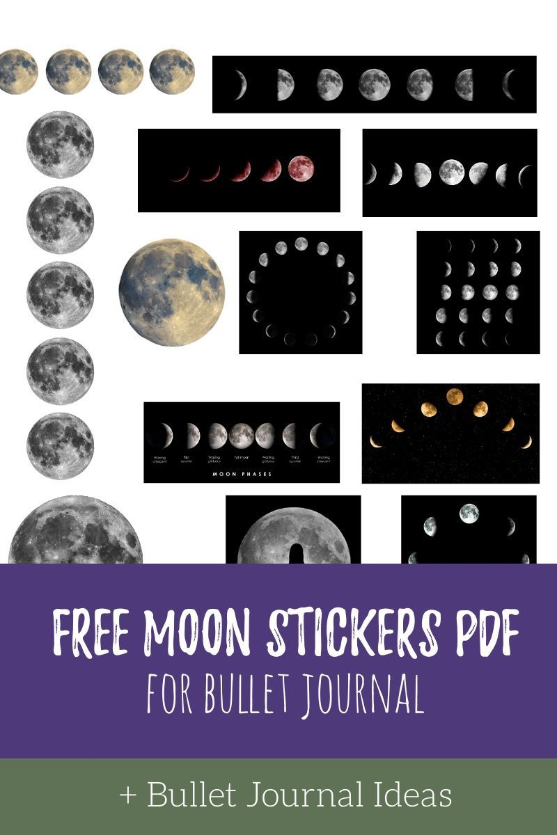 FREE Moon Stickers Printable For Bullet Journal Sunflower Child Designs
