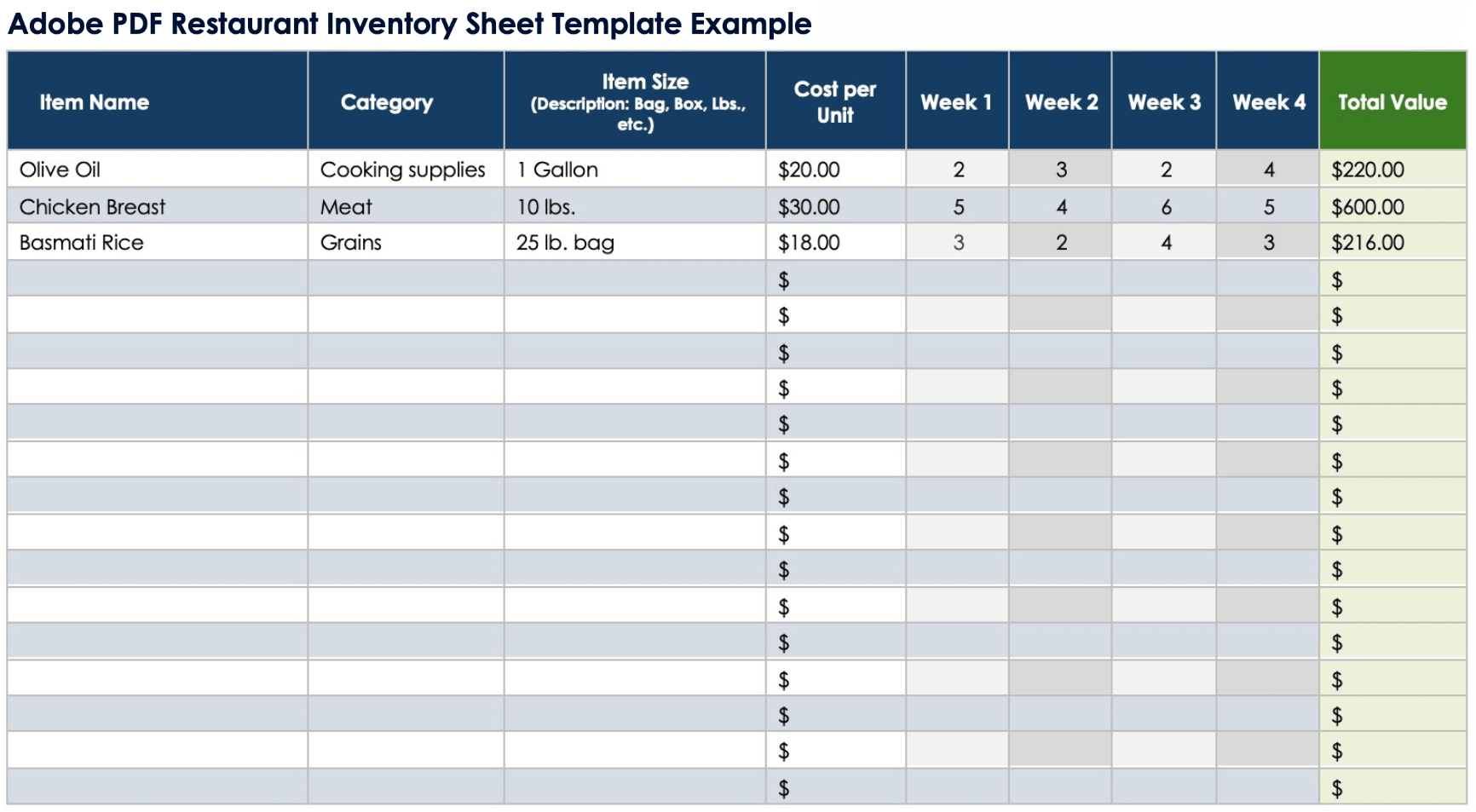 Free PDF Inventory Sheets Templates Editable Printable