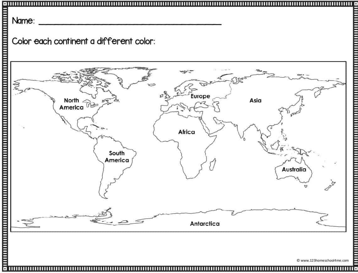 FREE Printable Blank Maps For Kids World Continent USA