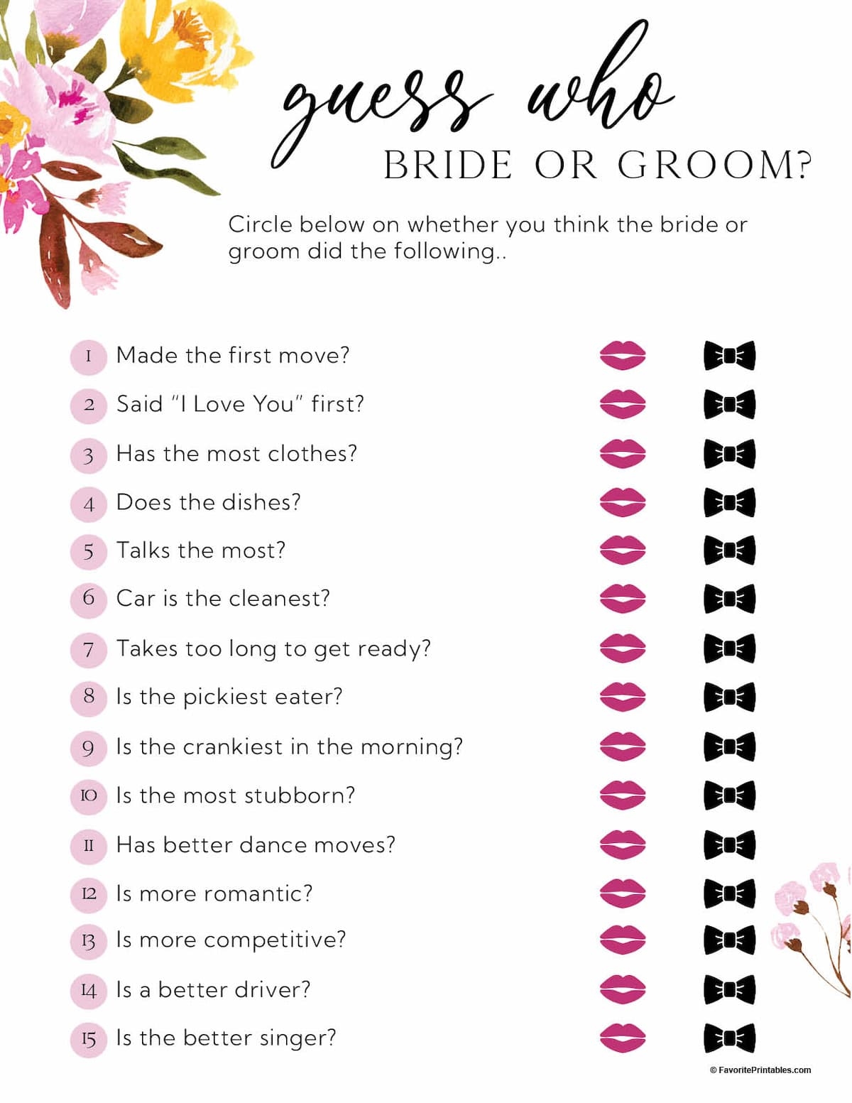 Free Printable Paris Bridal Games