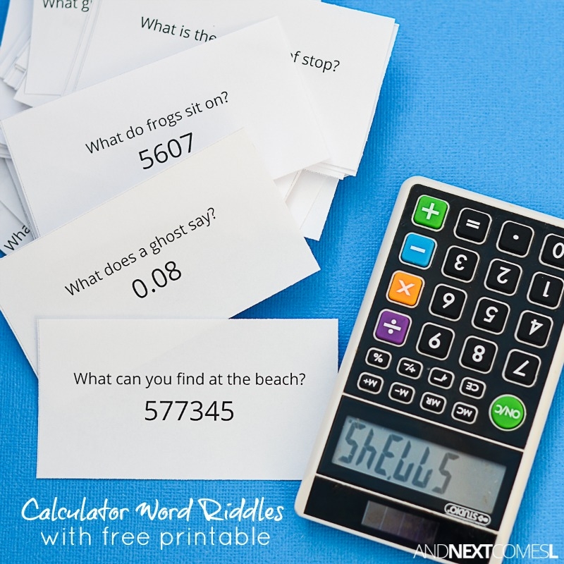 Free Printable Calculator Word Riddles For Kids And Next Comes L Hyperlexia Resources