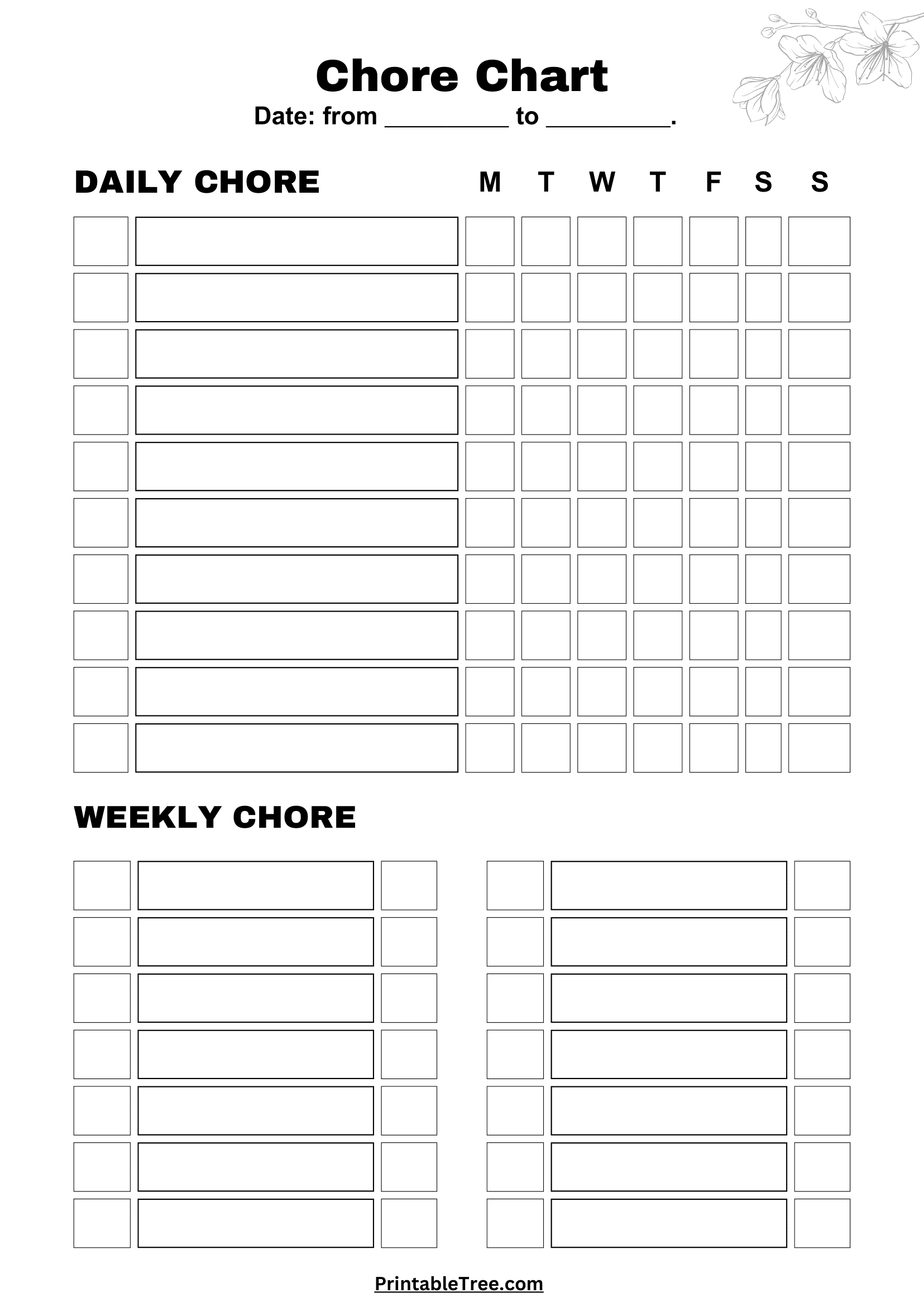 Chore Chart Free Printable