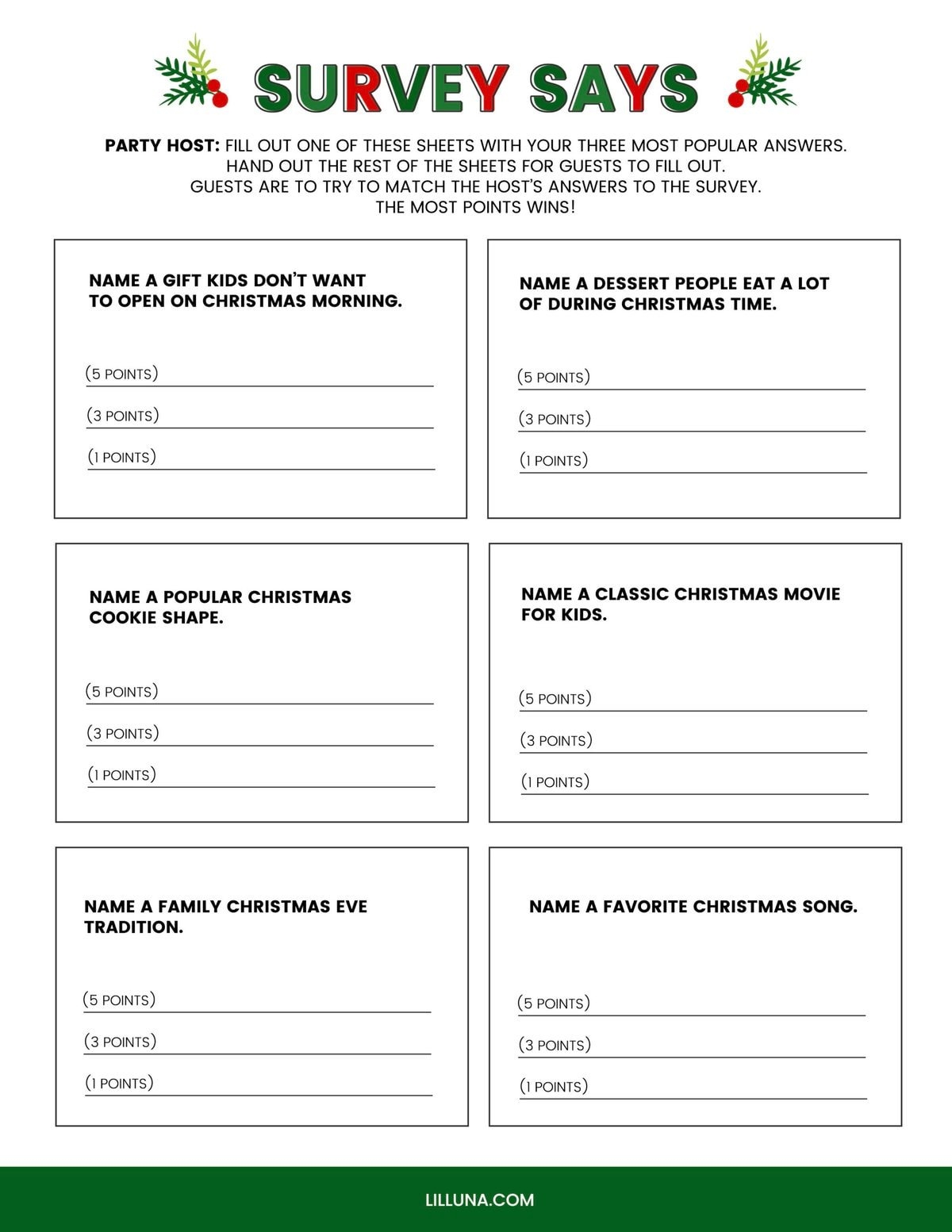Free Printable Christmas Games