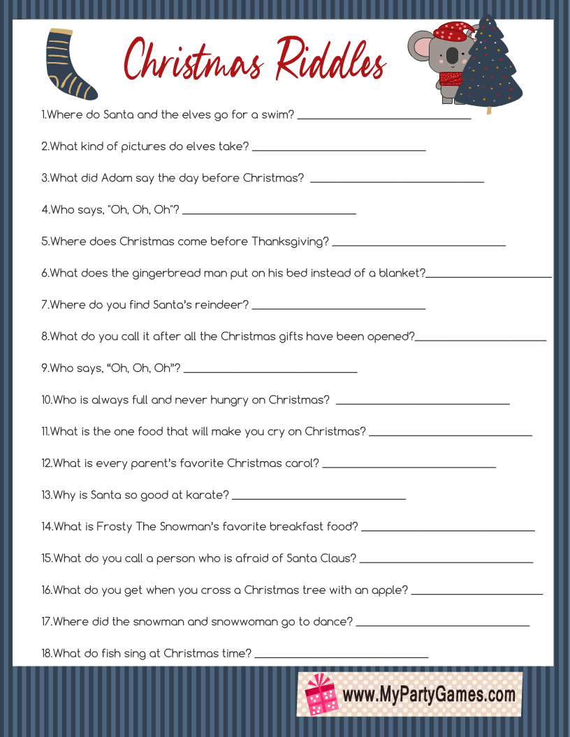 Free Christmas Riddles Printable