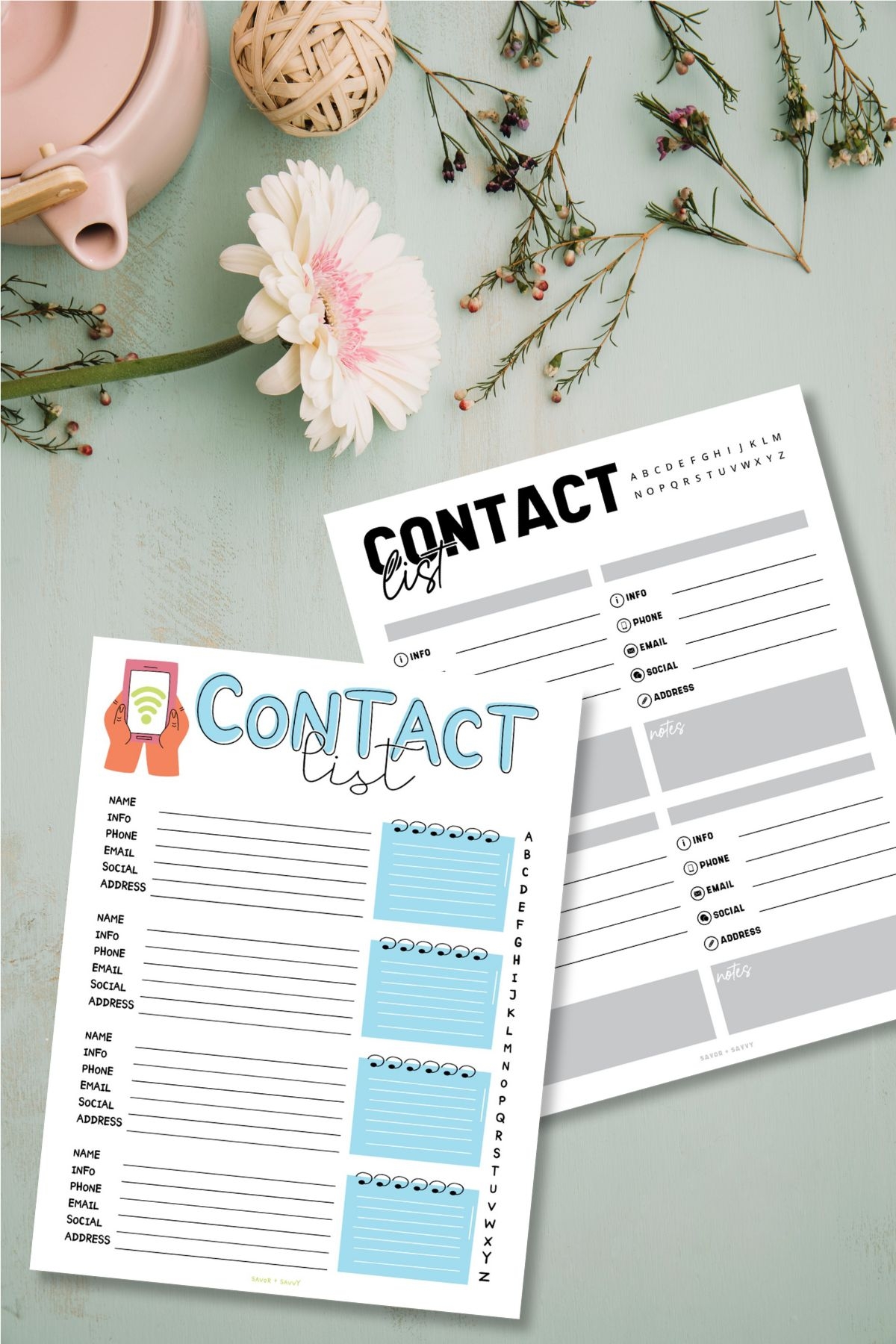 Free Printable Contact List Templates Savor Savvy