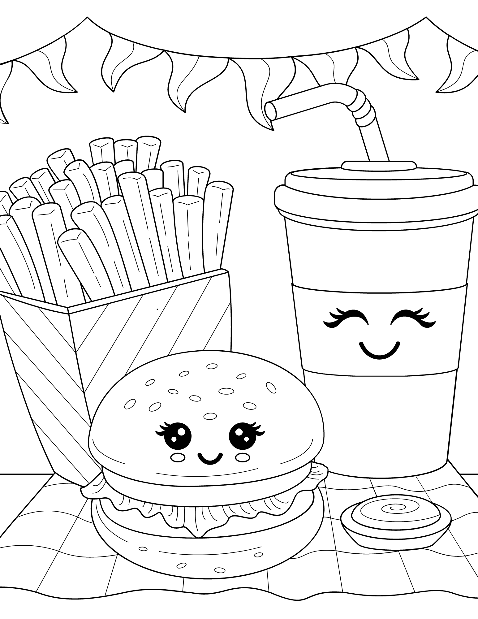 Free Printable Cute Kawaii Food Coloring Pages