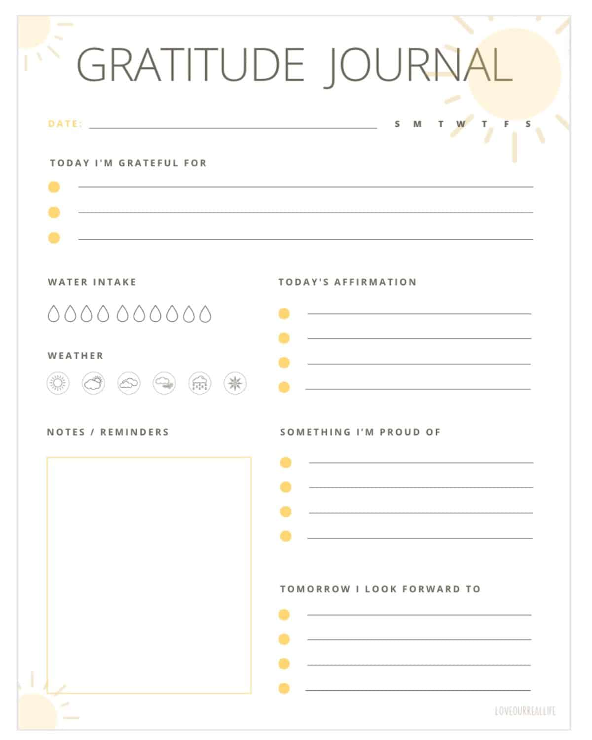 FREE Printable Daily Gratitude Journal Template With Prompts Gratitude Journal Gratitude Journal Printable Journal Template