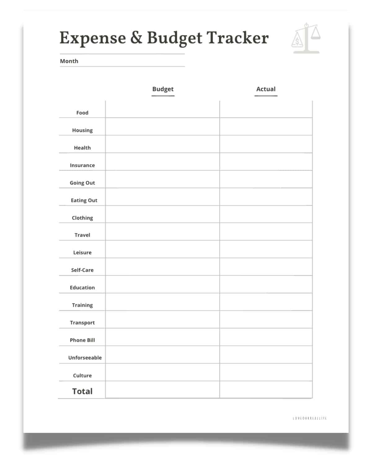 Free Printable Expense Tracker Pdf