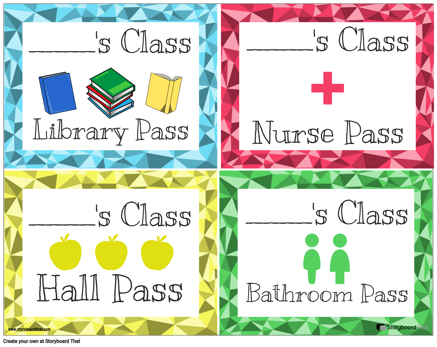 Free Printable Hall Passes StoryboardThat