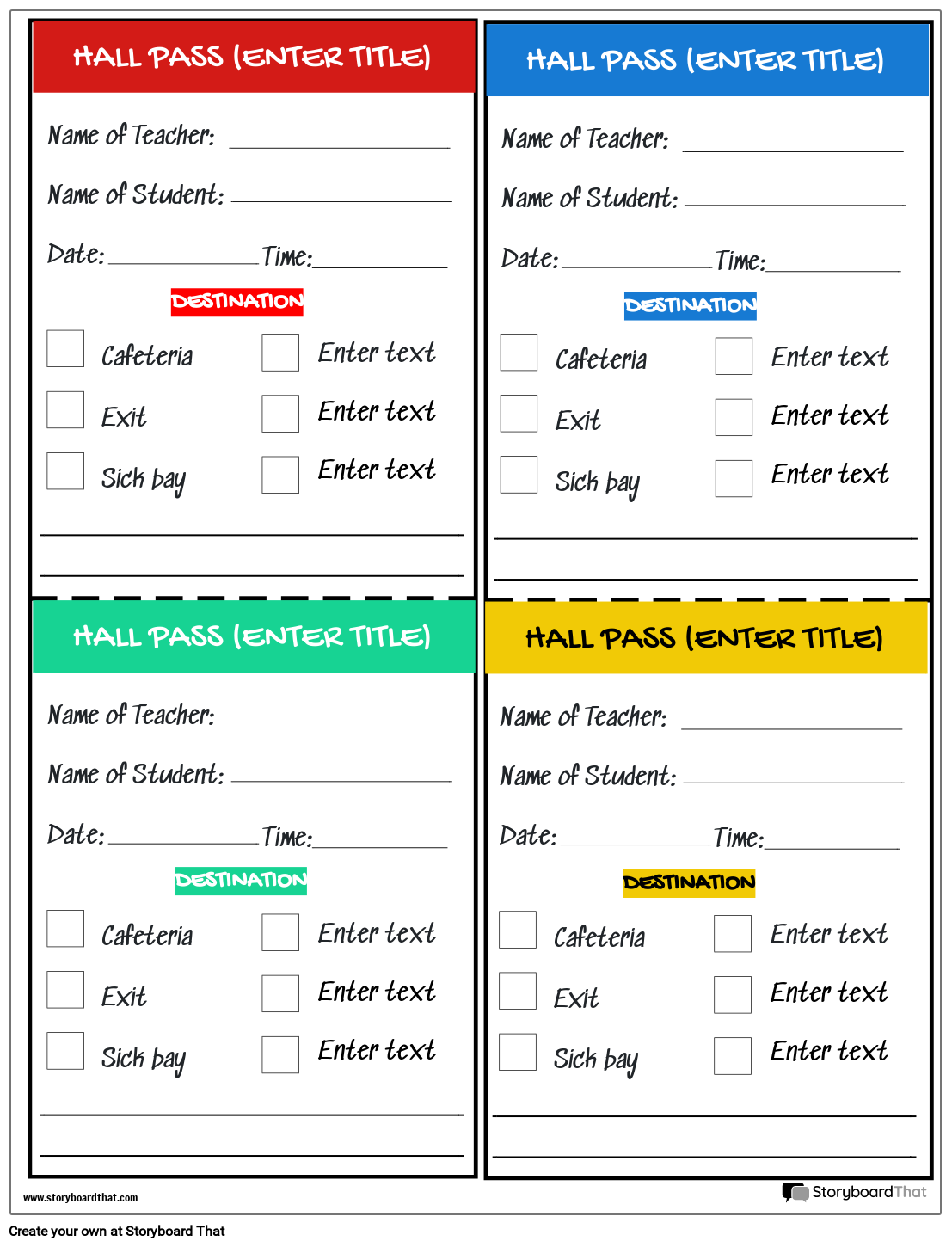 Hall Pass Printable Free
