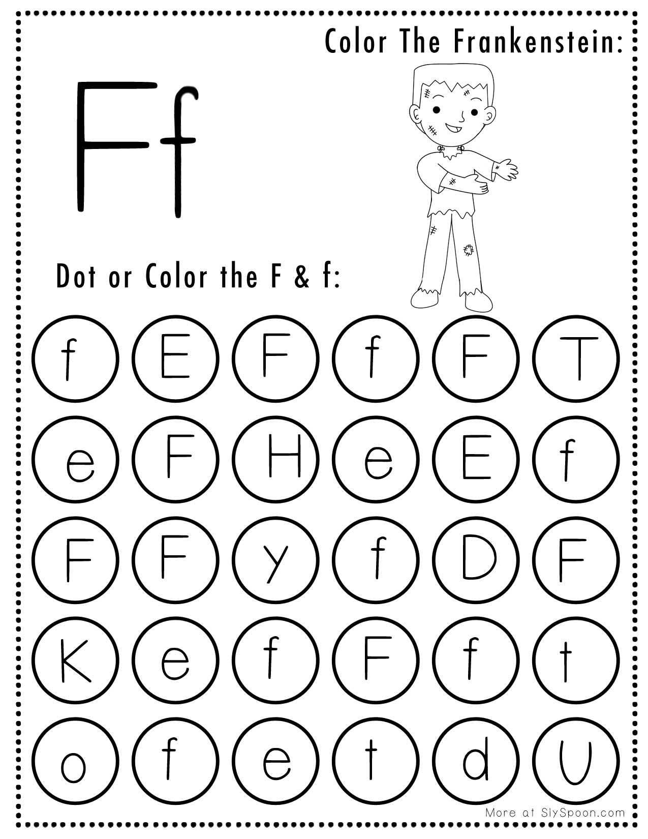 Free Printable Halloween Themed Letter F Dot Marker Activity Worksheets Sly SpoonSly Spoon